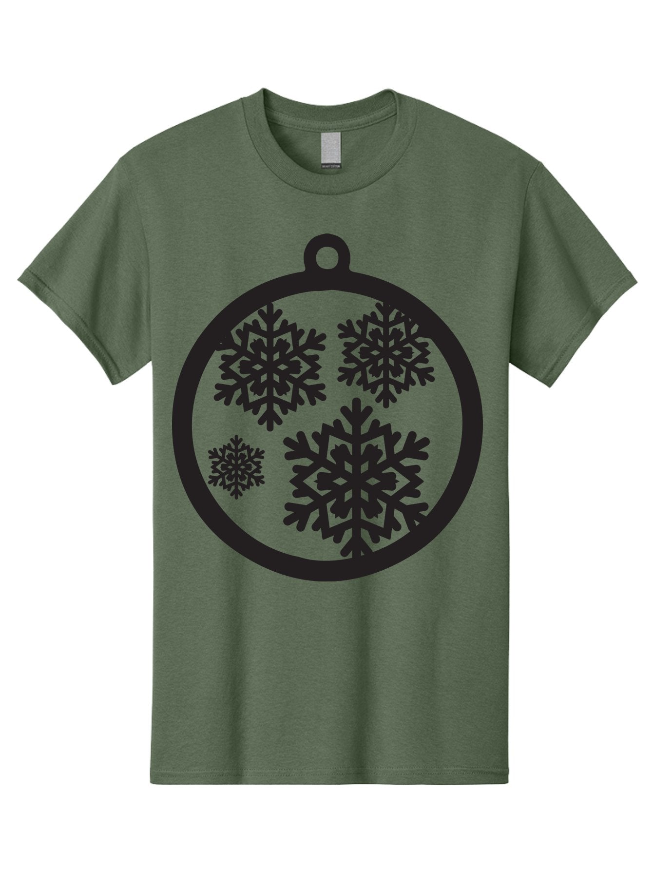 Snowflakes-Ornament Men'S Graphic Tee, 100% Cotton, Comfortable Casual Summer Wear, Machine Washable, Black Christmas Bauble, Snowflakes, Festive Decoration, Holiday Ornament, Winter Wonderland, Seasonal Decor, Black Silhouette, Aad178 15