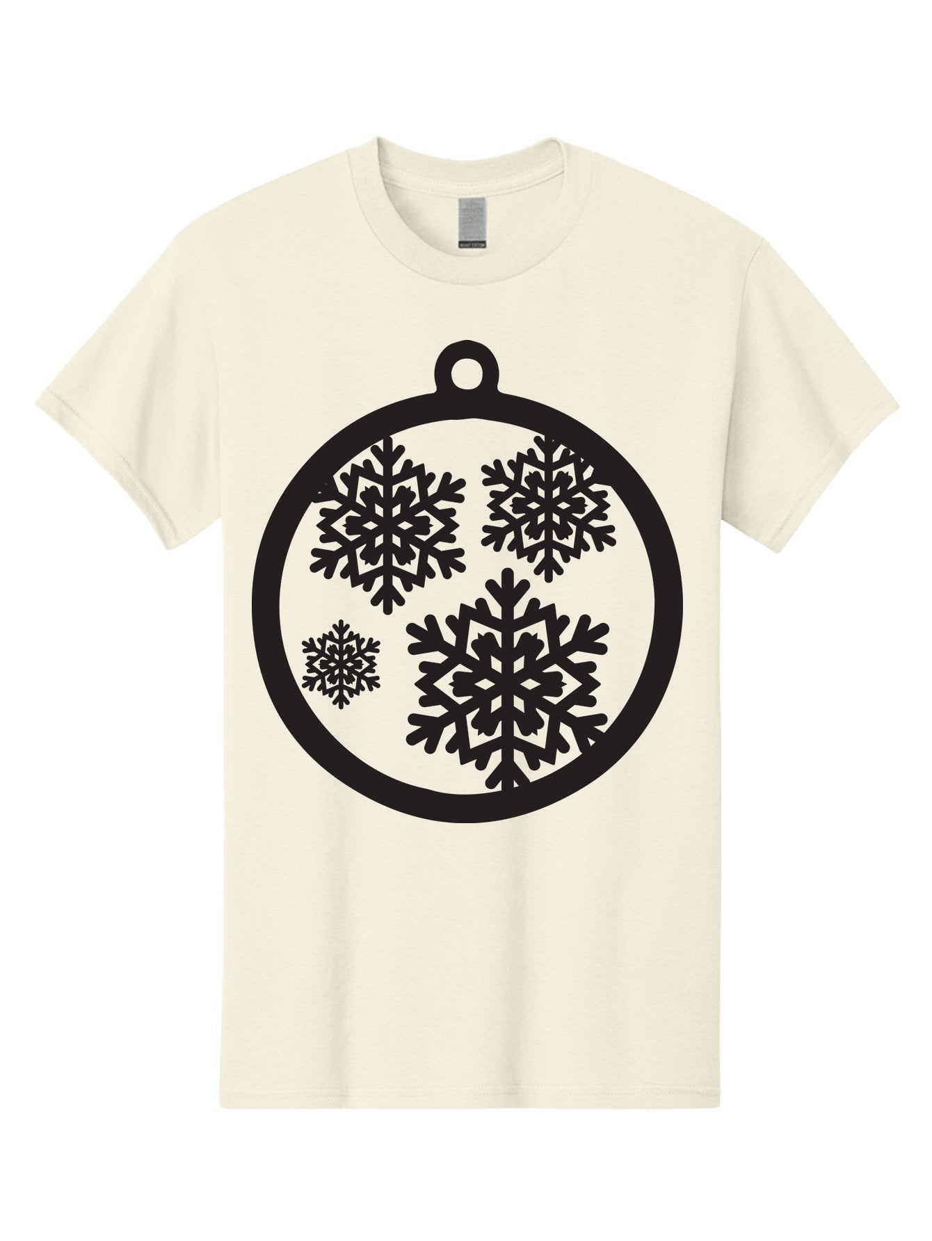 Snowflakes-Ornament Men'S Graphic Tee, 100% Cotton, Comfortable Casual Summer Wear, Machine Washable, Black Christmas Bauble, Snowflakes, Festive Decoration, Holiday Ornament, Winter Wonderland, Seasonal Decor, Black Silhouette, Aad178 13
