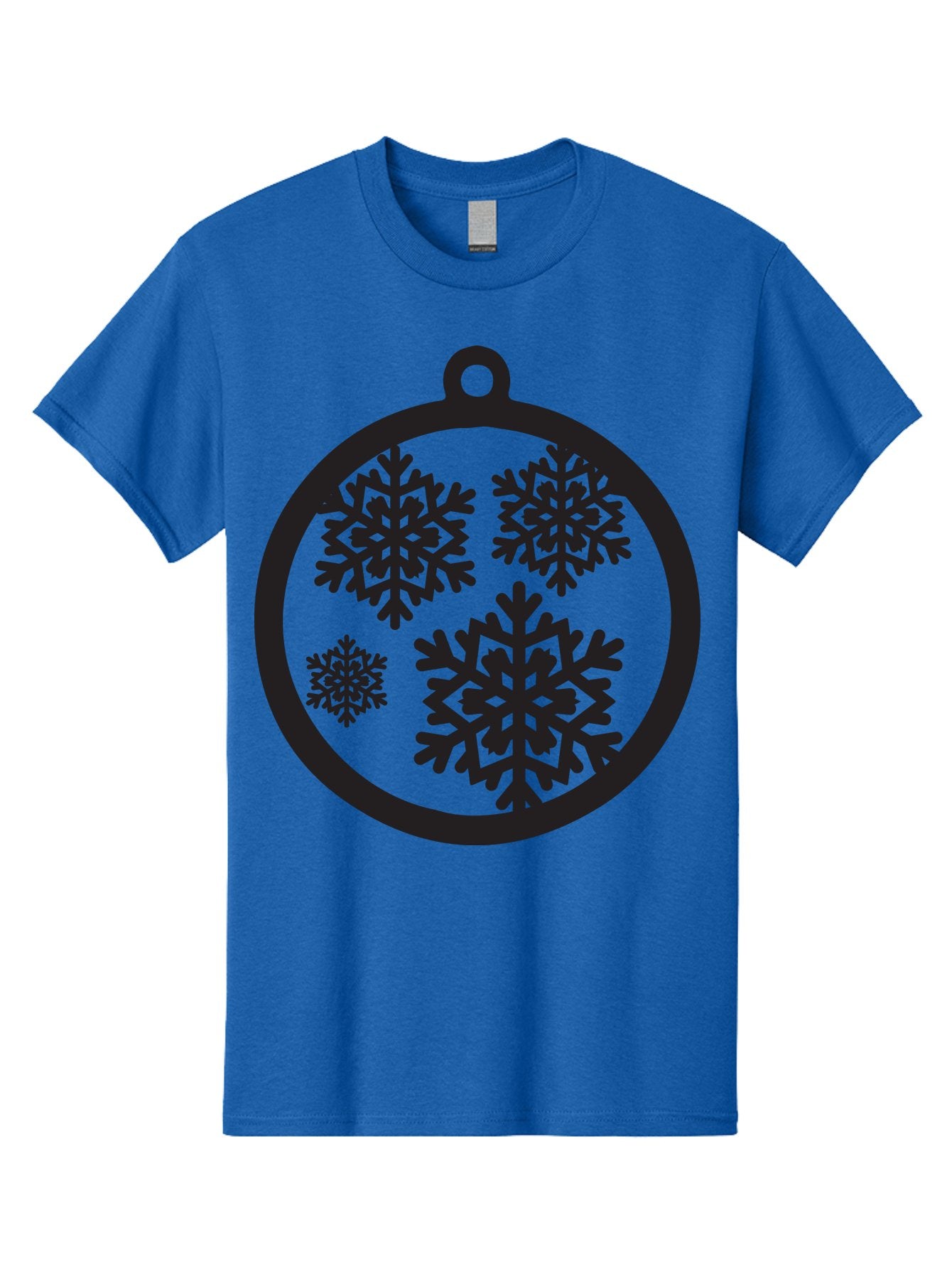 Snowflakes-Ornament Men'S Graphic Tee, 100% Cotton, Comfortable Casual Summer Wear, Machine Washable, Black Christmas Bauble, Snowflakes, Festive Decoration, Holiday Ornament, Winter Wonderland, Seasonal Decor, Black Silhouette, Aad178