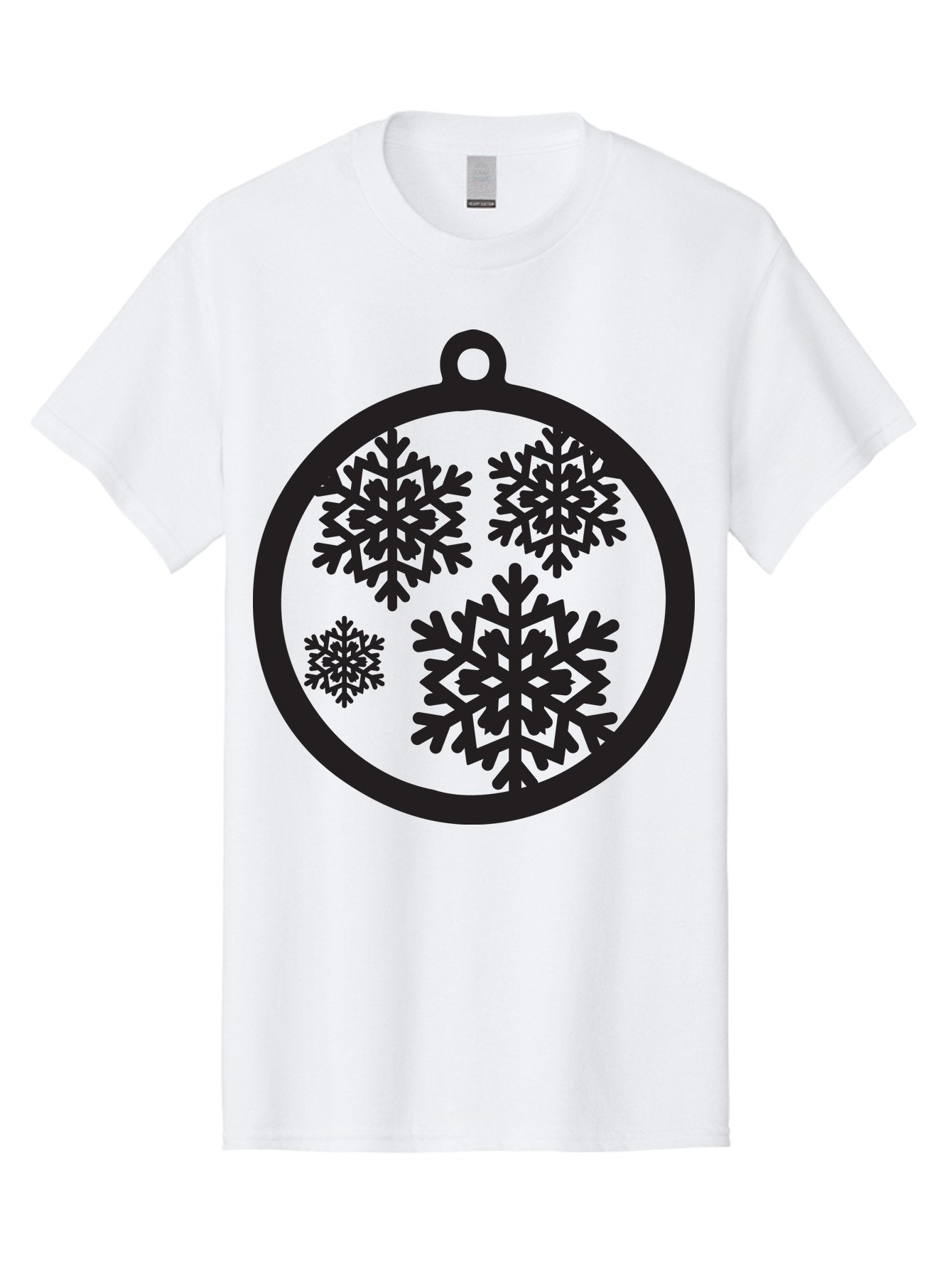 Snowflakes-Ornament Men'S Graphic Tee, 100% Cotton, Comfortable Casual Summer Wear, Machine Washable, Black Christmas Bauble, Snowflakes, Festive Decoration, Holiday Ornament, Winter Wonderland, Seasonal Decor, Black Silhouette, Aad178 6