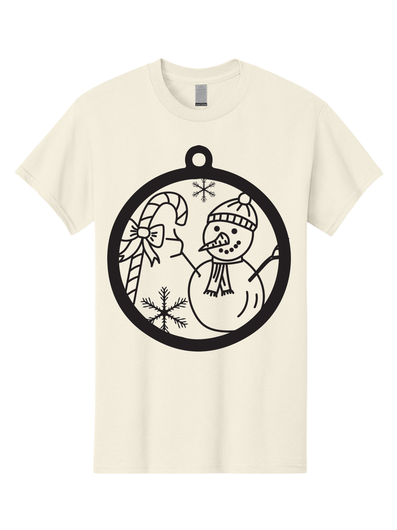 Snowman-Ornament Men'S Graphic Tee, 100% Cotton, Comfortable Casual Summer Wear, Machine Washable, Snowman Holding Candy Cane, Snowman Ornament, Christmas Decoration, Winter Wonderland, Festive Design, Holiday Cheer, Snowflakes Aad180 23