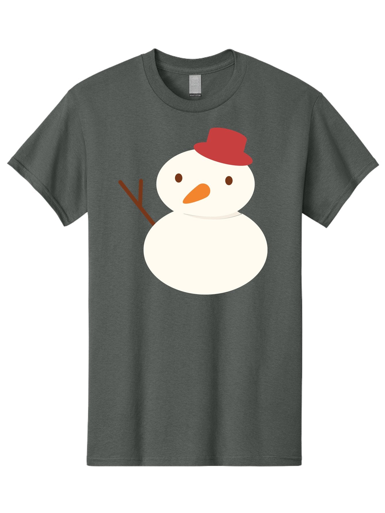 Snowman Men'S Graphic Tee, 100% Cotton, Comfortable Casual Summer Wear, Machine Washable, Snowman Character, Winter Icon, Snowman Illustration, Red Hat, Orange Nose, Stick Arms, Cartoon Snowman, Frosty Friend, Simple Snowman Design, Aad181