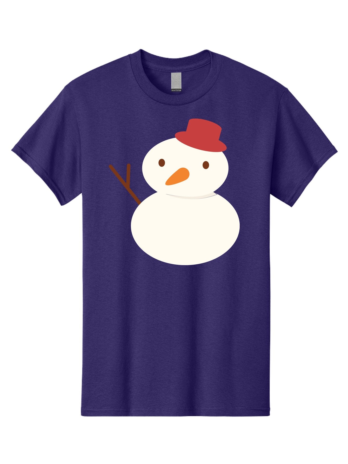 Snowman Men'S Graphic Tee, 100% Cotton, Comfortable Casual Summer Wear, Machine Washable, Snowman Character, Winter Icon, Snowman Illustration, Red Hat, Orange Nose, Stick Arms, Cartoon Snowman, Frosty Friend, Simple Snowman Design, Aad181