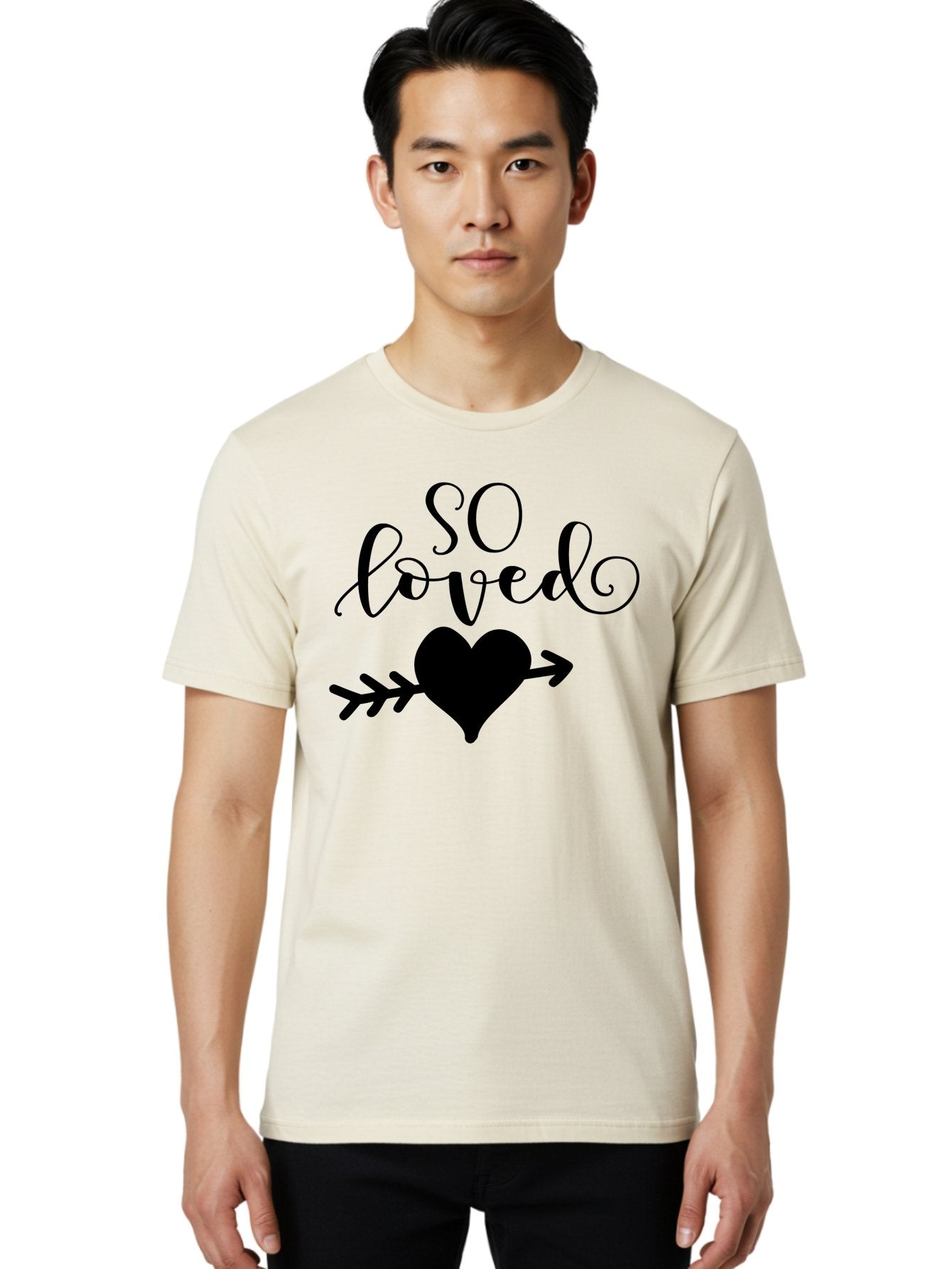 So-Loved Men'S Graphic Tee, 100% Cotton, Comfortable Casual Summer Wear, Machine Washable, Love Quote, Heart With Arrow, Valentines Day, Romantic Symbol, Love Message, Tender Feeling, Heartwarming, Love Inspiration Aad182 22