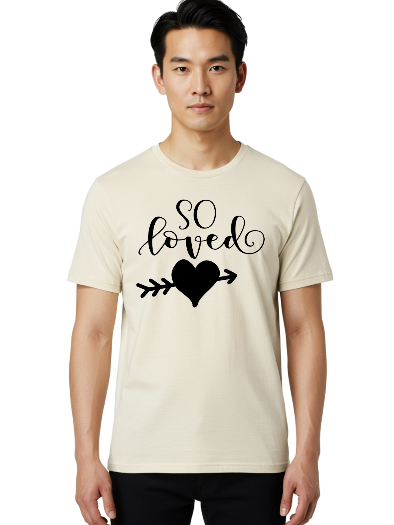 So-Loved Men'S Graphic Tee, 100% Cotton, Comfortable Casual Summer Wear, Machine Washable, Love Quote, Heart With Arrow, Valentines Day, Romantic Symbol, Love Message, Tender Feeling, Heartwarming, Love Inspiration Aad182 18
