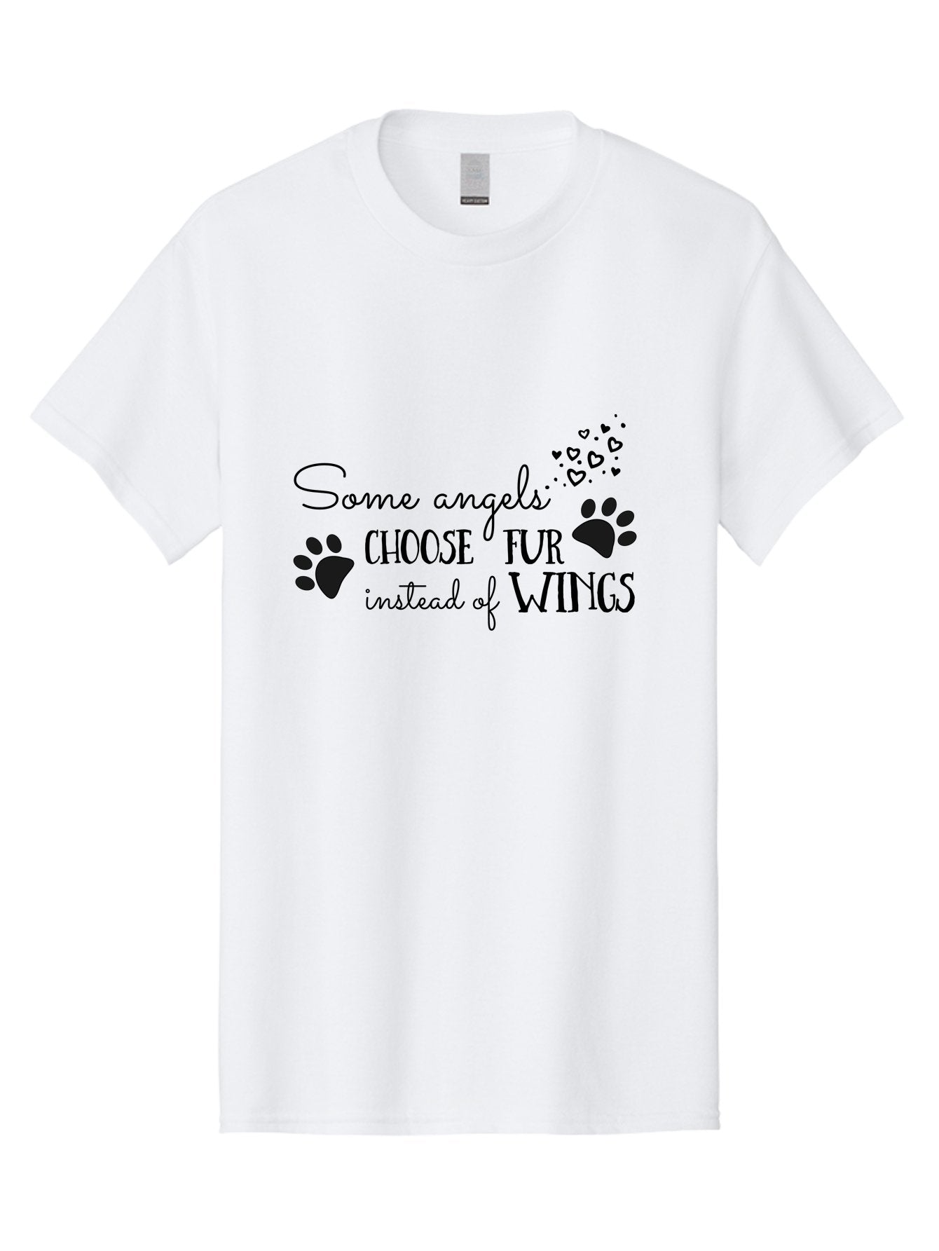 Some-Angels-Choose-Fur-Instead-Of-Wings Men'S Graphic Tee, 100% Cotton, Comfortable Casual Summer Wear, Machine Washable, Angelic Pets, Furry Friends, Heartwarming Quote, Dog Lovers, Cat Lovers, Inspirational Phrase, Love For Animals, Aad185