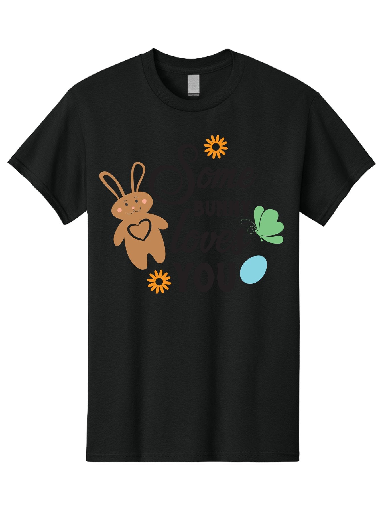 Some-Bunny-Loves-You Men'S Graphic Tee, 100% Cotton, Comfortable Casual Summer Wear, Machine Washable, Easter Bunny, Love Message, Cute Cartoons, Hearts, Spring Theme, Easter Eggs, Festive Designs, Adorable Bunnies, Spring Decorations Aad186 13