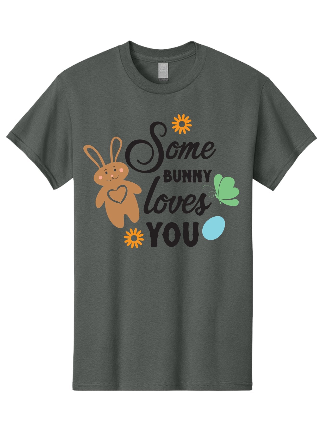 Some-Bunny-Loves-You Men'S Graphic Tee, 100% Cotton, Comfortable Casual Summer Wear, Machine Washable, Easter Bunny, Love Message, Cute Cartoons, Hearts, Spring Theme, Easter Eggs, Festive Designs, Adorable Bunnies, Spring Decorations Aad186 6