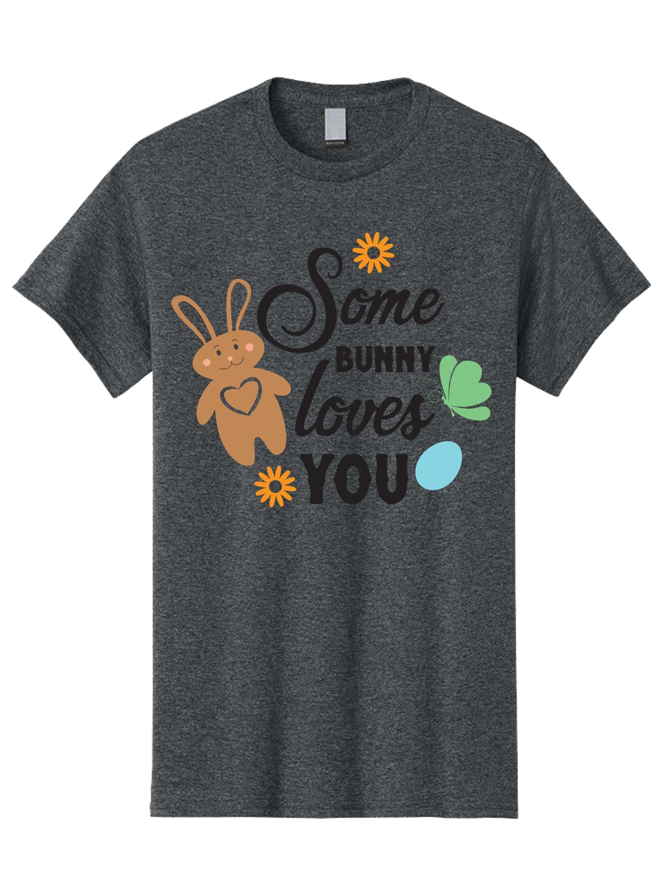 Some-Bunny-Loves-You Men'S Graphic Tee, 100% Cotton, Comfortable Casual Summer Wear, Machine Washable, Easter Bunny, Love Message, Cute Cartoons, Hearts, Spring Theme, Easter Eggs, Festive Designs, Adorable Bunnies, Spring Decorations Aad186