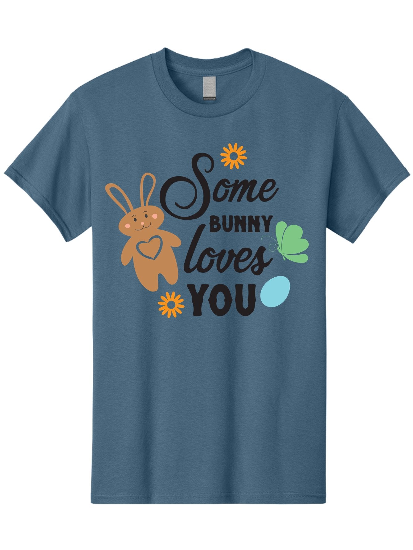 Some-Bunny-Loves-You Men'S Graphic Tee, 100% Cotton, Comfortable Casual Summer Wear, Machine Washable, Easter Bunny, Love Message, Cute Cartoons, Hearts, Spring Theme, Easter Eggs, Festive Designs, Adorable Bunnies, Spring Decorations Aad186 12