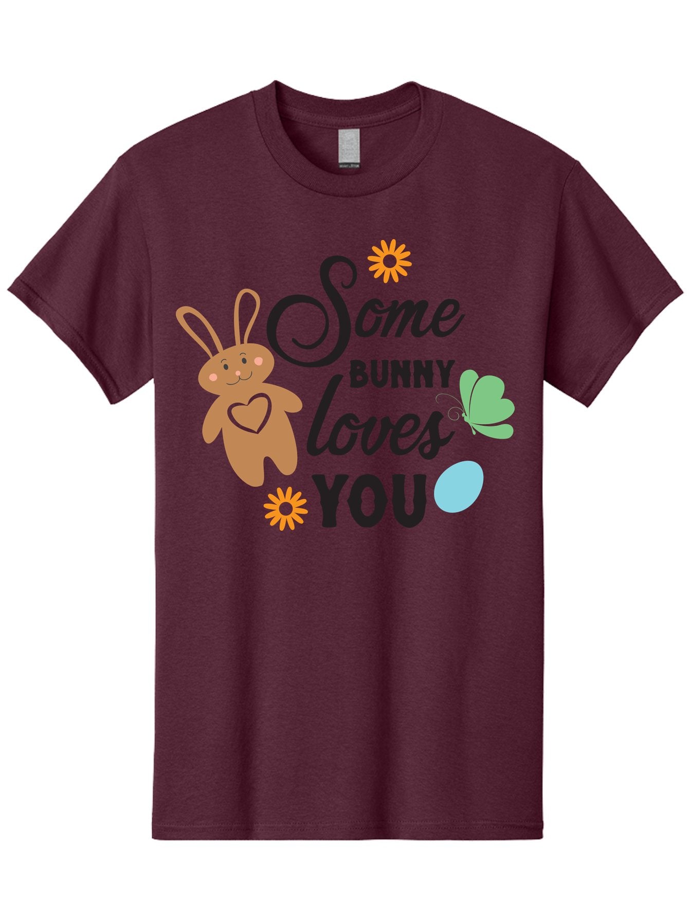 Some-Bunny-Loves-You Men'S Graphic Tee, 100% Cotton, Comfortable Casual Summer Wear, Machine Washable, Easter Bunny, Love Message, Cute Cartoons, Hearts, Spring Theme, Easter Eggs, Festive Designs, Adorable Bunnies, Spring Decorations Aad186