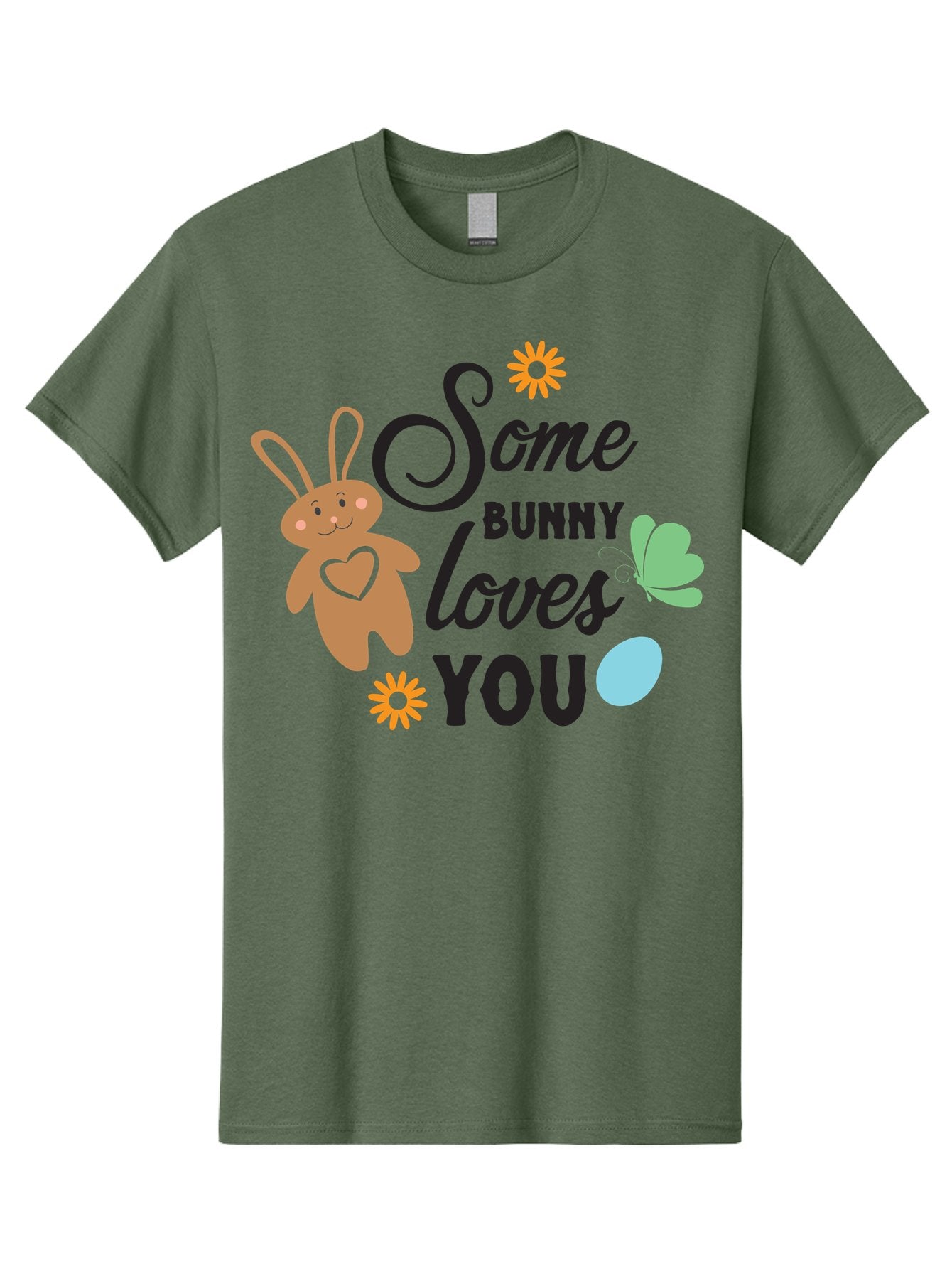 Some-Bunny-Loves-You Men'S Graphic Tee, 100% Cotton, Comfortable Casual Summer Wear, Machine Washable, Easter Bunny, Love Message, Cute Cartoons, Hearts, Spring Theme, Easter Eggs, Festive Designs, Adorable Bunnies, Spring Decorations Aad186 7