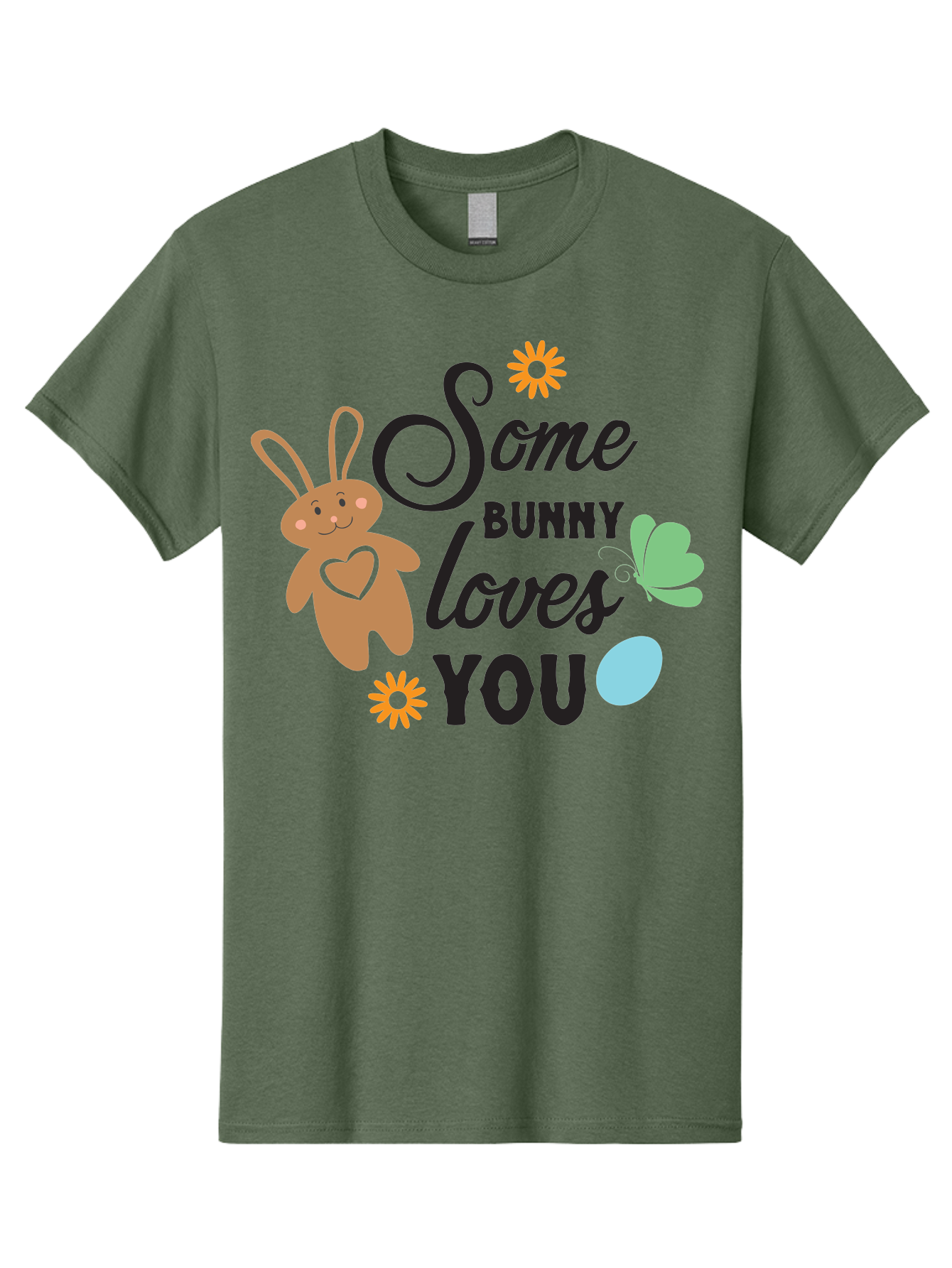 Some-Bunny-Loves-You Men'S Graphic Tee, 100% Cotton, Comfortable Casual Summer Wear, Machine Washable, Easter Bunny, Love Message, Cute Cartoons, Hearts, Spring Theme, Easter Eggs, Festive Designs, Adorable Bunnies, Spring Decorations Aad186 25