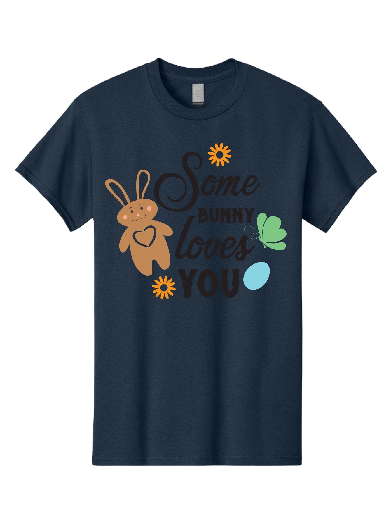 Some-Bunny-Loves-You Men'S Graphic Tee, 100% Cotton, Comfortable Casual Summer Wear, Machine Washable, Easter Bunny, Love Message, Cute Cartoons, Hearts, Spring Theme, Easter Eggs, Festive Designs, Adorable Bunnies, Spring Decorations Aad186 15