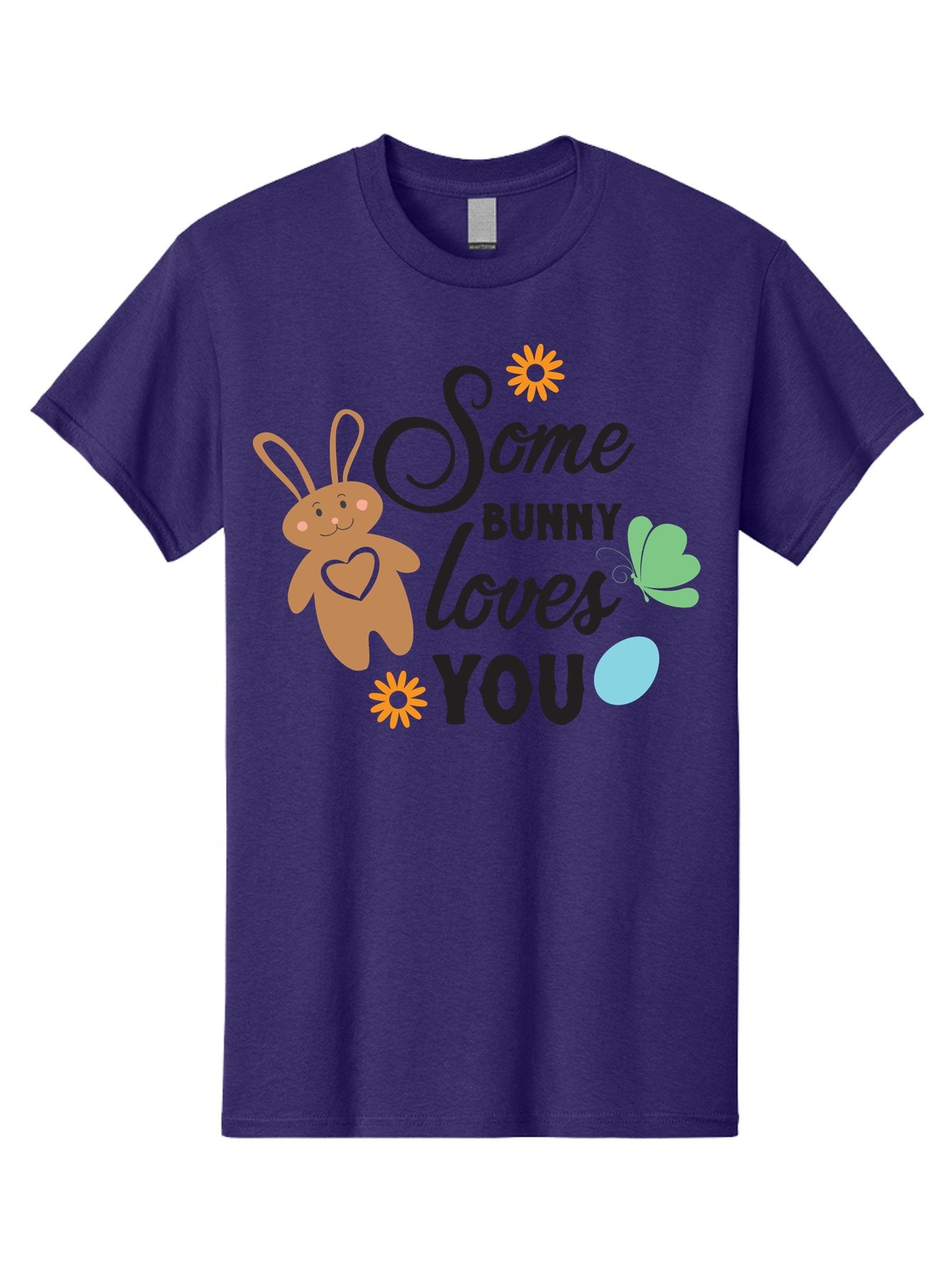 Some-Bunny-Loves-You Men'S Graphic Tee, 100% Cotton, Comfortable Casual Summer Wear, Machine Washable, Easter Bunny, Love Message, Cute Cartoons, Hearts, Spring Theme, Easter Eggs, Festive Designs, Adorable Bunnies, Spring Decorations Aad186 10