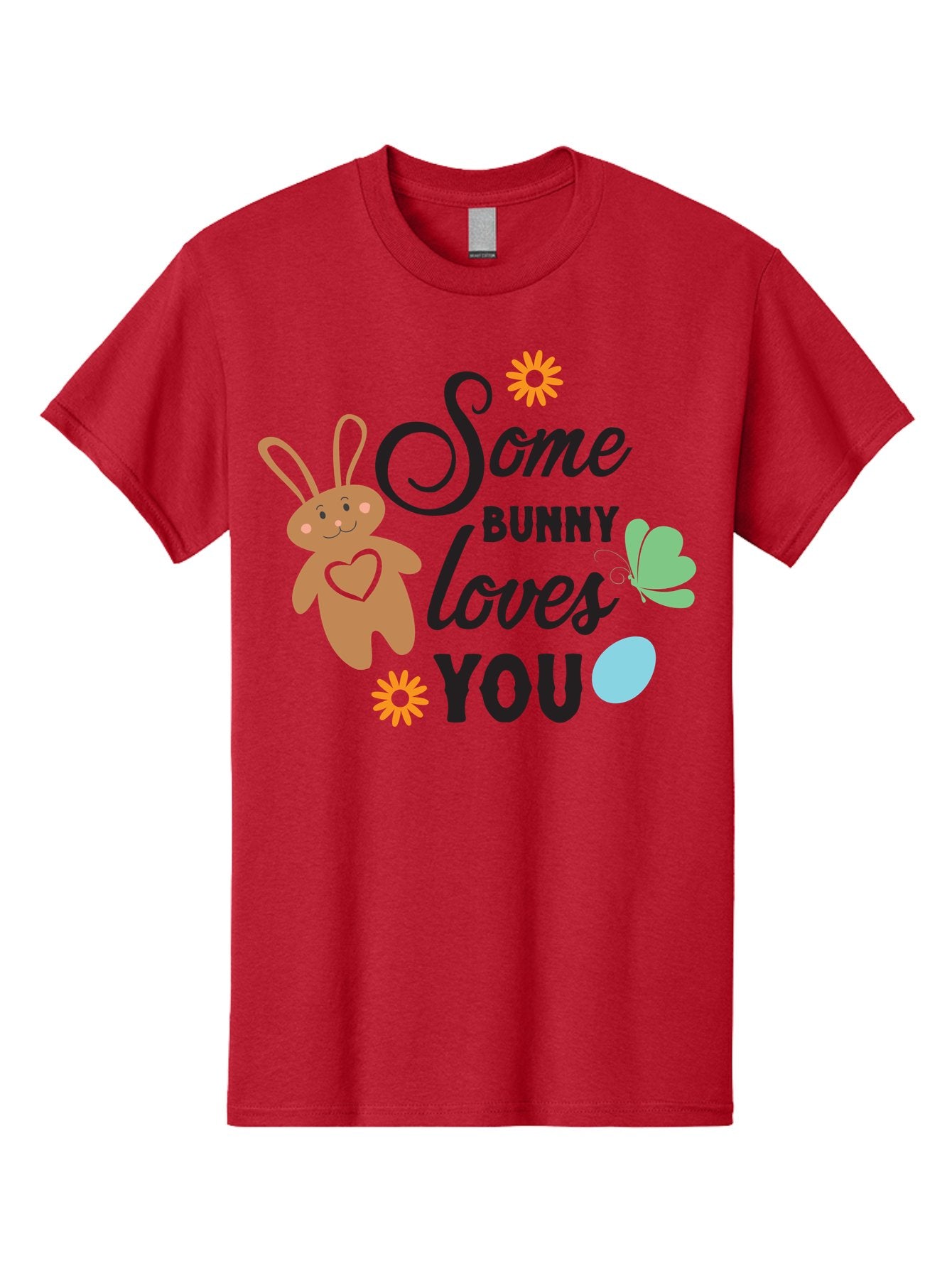 Some-Bunny-Loves-You Men'S Graphic Tee, 100% Cotton, Comfortable Casual Summer Wear, Machine Washable, Easter Bunny, Love Message, Cute Cartoons, Hearts, Spring Theme, Easter Eggs, Festive Designs, Adorable Bunnies, Spring Decorations Aad186 8