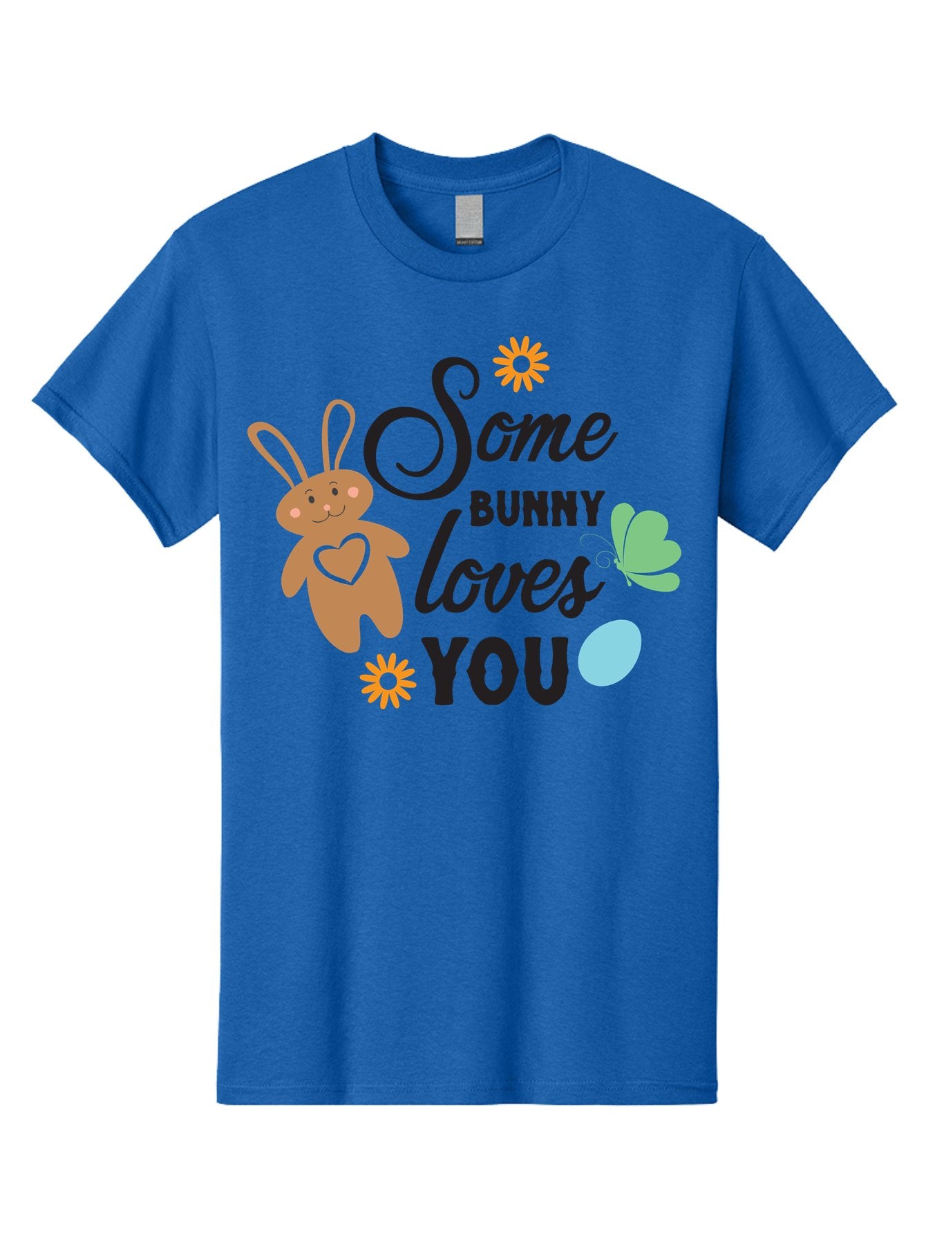 Some-Bunny-Loves-You Men'S Graphic Tee, 100% Cotton, Comfortable Casual Summer Wear, Machine Washable, Easter Bunny, Love Message, Cute Cartoons, Hearts, Spring Theme, Easter Eggs, Festive Designs, Adorable Bunnies, Spring Decorations Aad186 11
