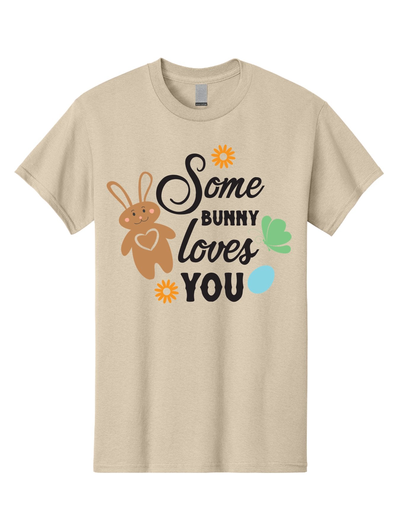 Some-Bunny-Loves-You Men'S Graphic Tee, 100% Cotton, Comfortable Casual Summer Wear, Machine Washable, Easter Bunny, Love Message, Cute Cartoons, Hearts, Spring Theme, Easter Eggs, Festive Designs, Adorable Bunnies, Spring Decorations Aad186 5