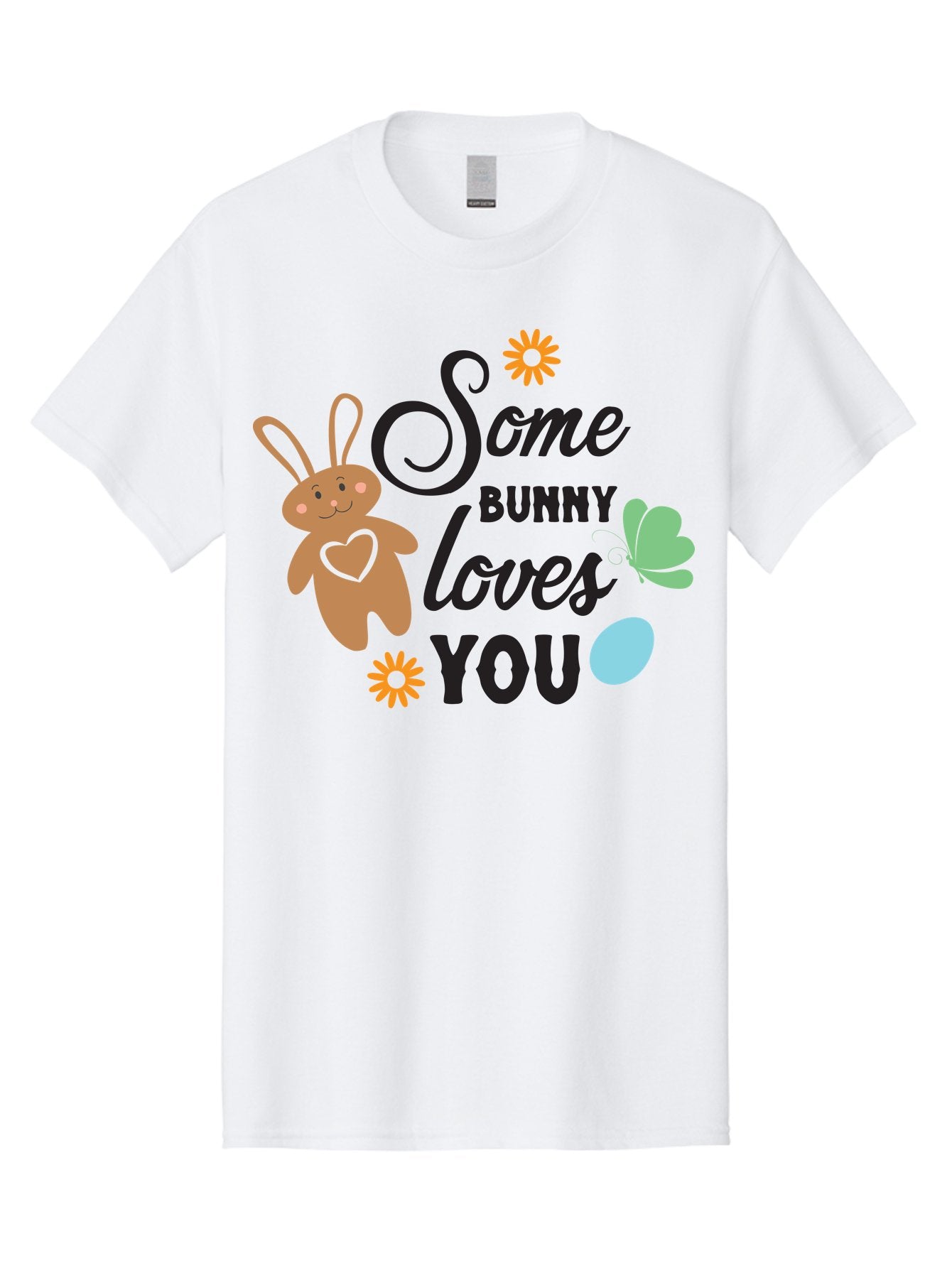 Some-Bunny-Loves-You Men'S Graphic Tee, 100% Cotton, Comfortable Casual Summer Wear, Machine Washable, Easter Bunny, Love Message, Cute Cartoons, Hearts, Spring Theme, Easter Eggs, Festive Designs, Adorable Bunnies, Spring Decorations Aad186 14