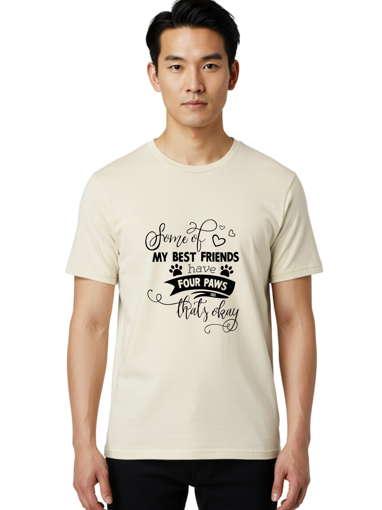Some-Of-My-Best-Friends-Have-Four-Paws Men'S Graphic Tee, 100% Cotton, Comfortable Casual Summer Wear, Machine Washable, Dog Lover Quote, Pet Friendly, Friendship With Pets, Four Paws, Heartwarming Message, Animal Love, Positive Affirmation, Aad188 12