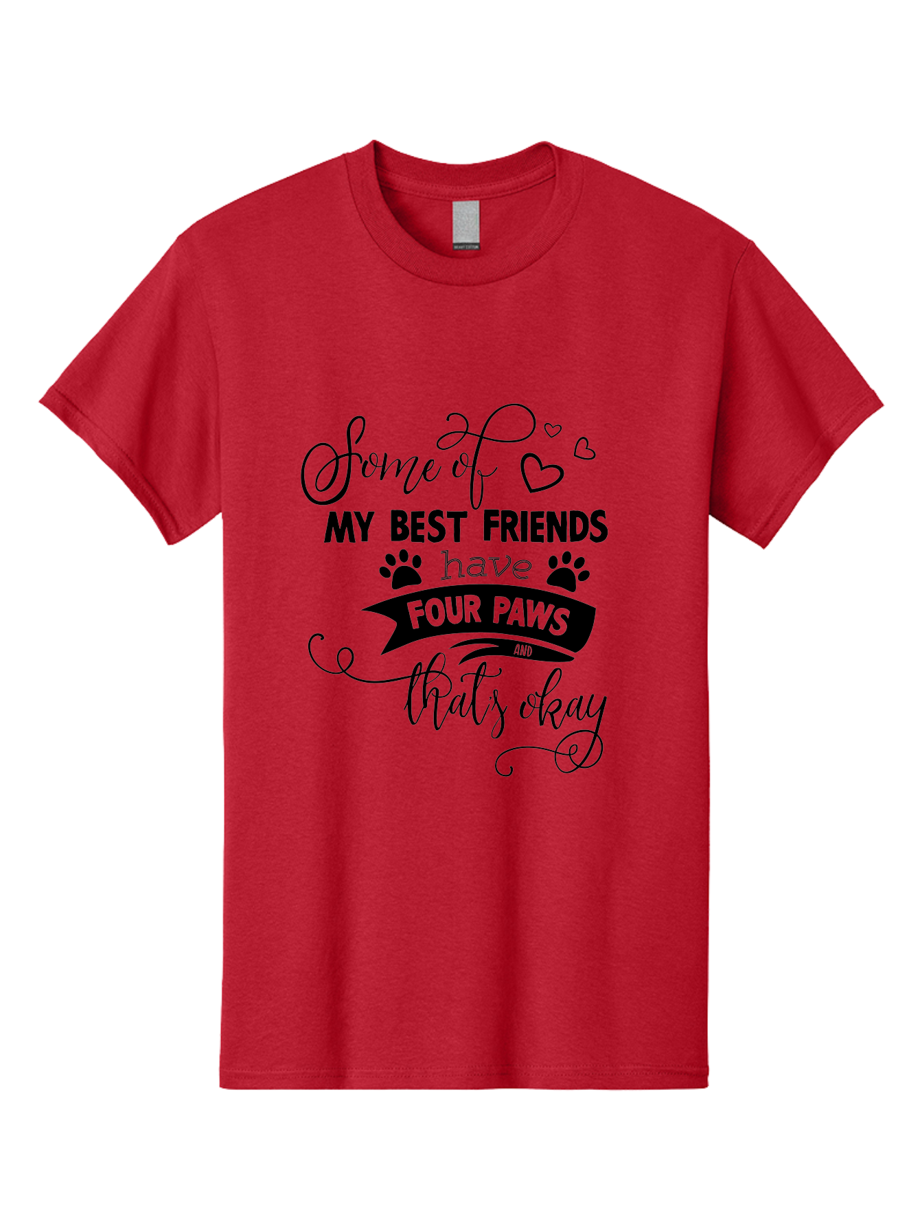 Some-Of-My-Best-Friends-Have-Four-Paws Men'S Graphic Tee, 100% Cotton, Comfortable Casual Summer Wear, Machine Washable, Dog Lover Quote, Pet Friendly, Friendship With Pets, Four Paws, Heartwarming Message, Animal Love, Positive Affirmation, Aad188