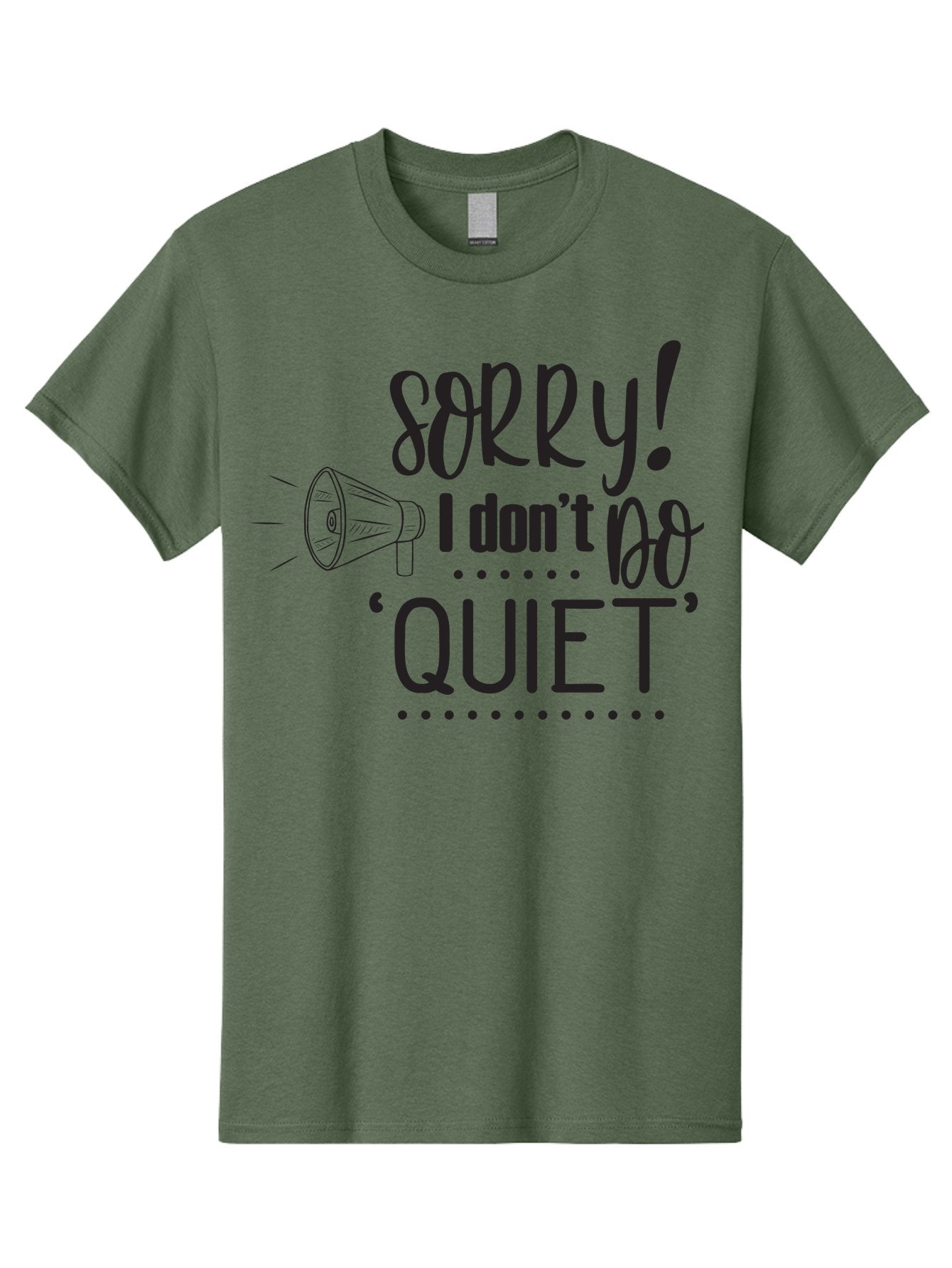 Sorry-I-Don-T-Do-Quiet Men'S Graphic Tee, 100% Cotton, Comfortable Casual Summer Wear, Machine Washable, Humorous Quote, Funny Saying, Loud Personality, Megaphone Illustration, Playful Typography, Quirky Humor, Bold Statement, Loud And Proud Aad190 7