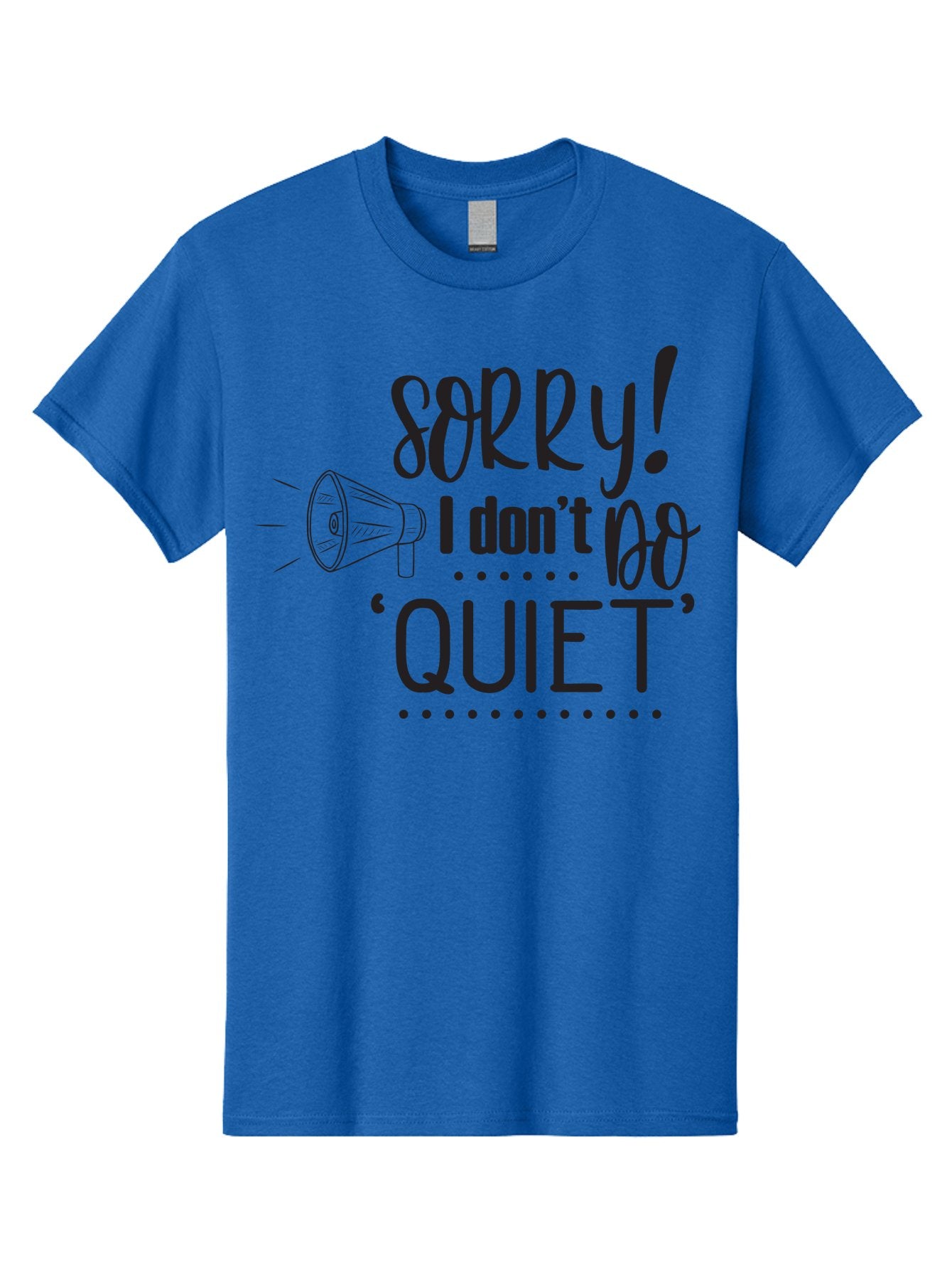 Sorry-I-Don-T-Do-Quiet Men'S Graphic Tee, 100% Cotton, Comfortable Casual Summer Wear, Machine Washable, Humorous Quote, Funny Saying, Loud Personality, Megaphone Illustration, Playful Typography, Quirky Humor, Bold Statement, Loud And Proud Aad190 14