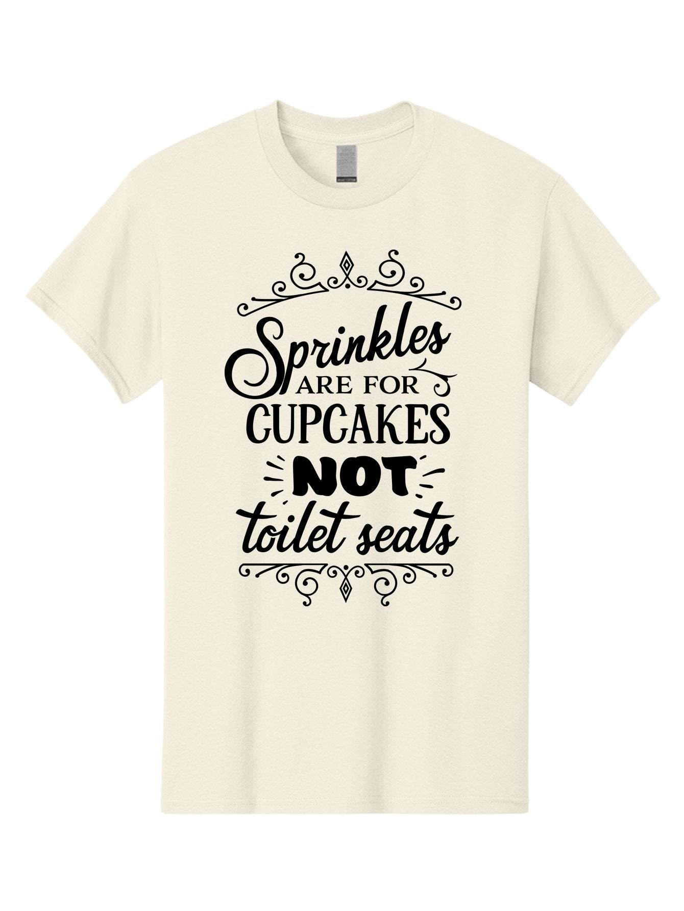 Sprinkles-Are-For-Cupcakes-Not-Toilet-Seats Men'S Graphic Tee, 100% Cotton, Comfortable Casual Summer Wear, Machine Washable, Funny Quote, Quirky Humor, Bathroom Decor, Cupcake Love, Sprinkle Theme, Toilet Humor, Cute Sign, Baking Humor, Aad193 4