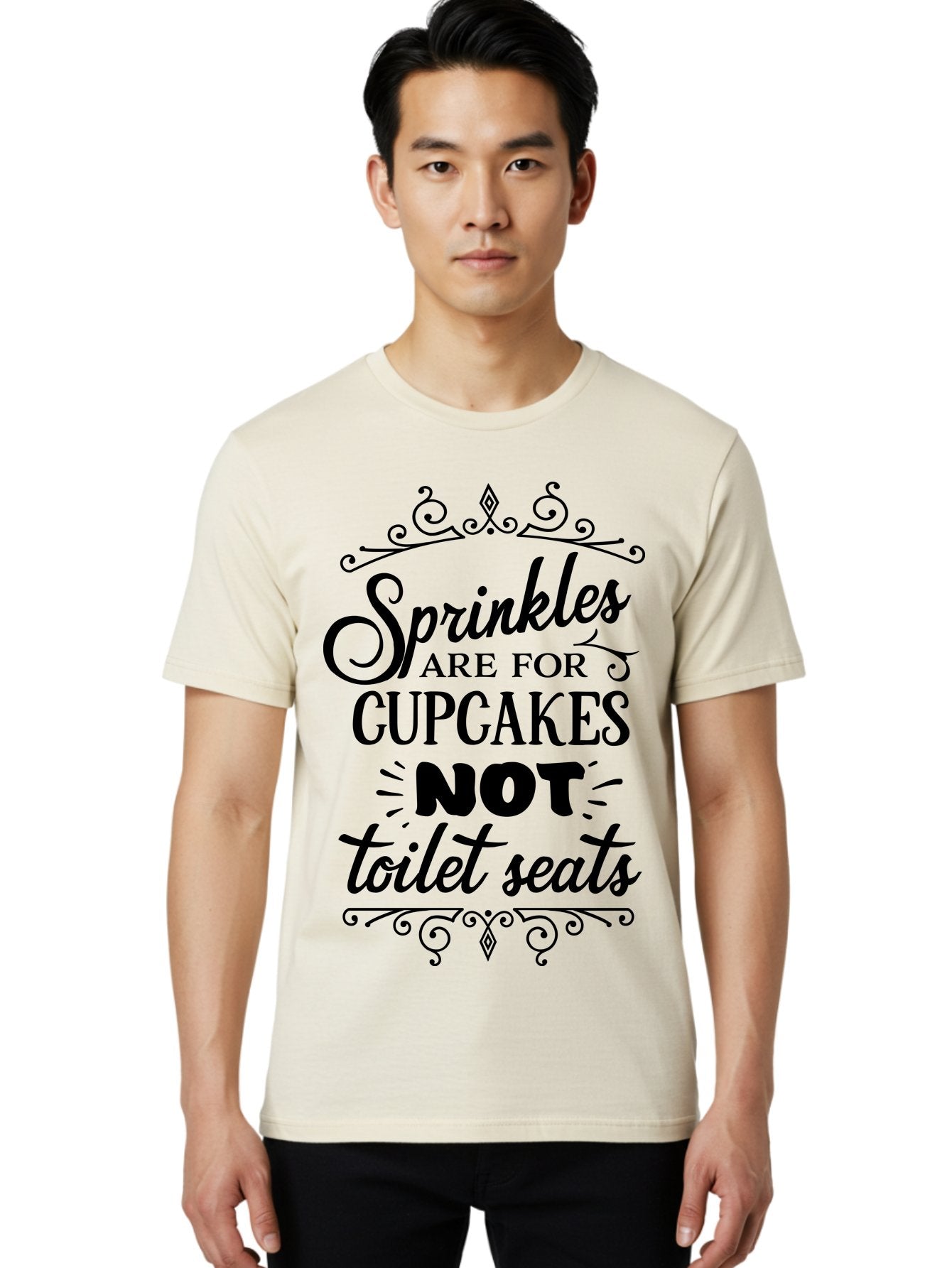 Sprinkles-Are-For-Cupcakes-Not-Toilet-Seats Men'S Graphic Tee, 100% Cotton, Comfortable Casual Summer Wear, Machine Washable, Funny Quote, Quirky Humor, Bathroom Decor, Cupcake Love, Sprinkle Theme, Toilet Humor, Cute Sign, Baking Humor, Aad193 18