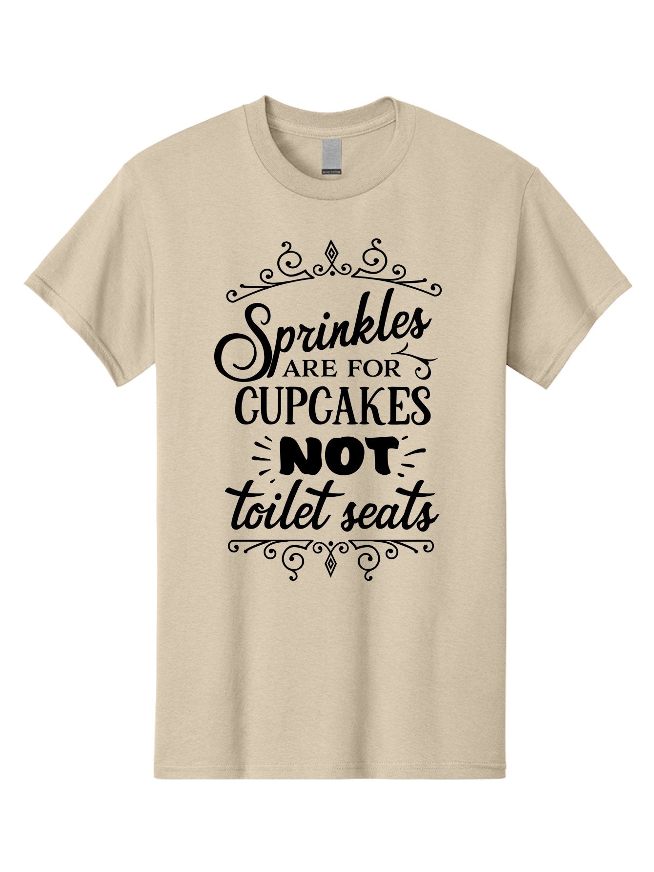 Sprinkles-Are-For-Cupcakes-Not-Toilet-Seats Men'S Graphic Tee, 100% Cotton, Comfortable Casual Summer Wear, Machine Washable, Funny Quote, Quirky Humor, Bathroom Decor, Cupcake Love, Sprinkle Theme, Toilet Humor, Cute Sign, Baking Humor, Aad193