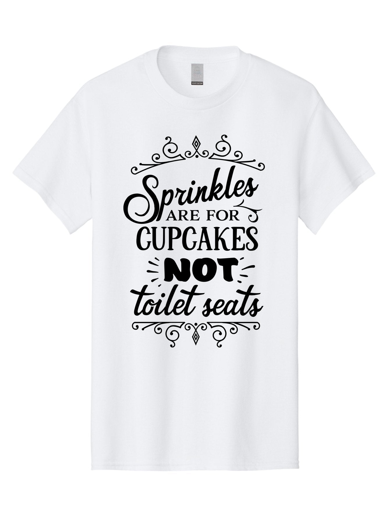 Sprinkles-Are-For-Cupcakes-Not-Toilet-Seats Men'S Graphic Tee, 100% Cotton, Comfortable Casual Summer Wear, Machine Washable, Funny Quote, Quirky Humor, Bathroom Decor, Cupcake Love, Sprinkle Theme, Toilet Humor, Cute Sign, Baking Humor, Aad193 11