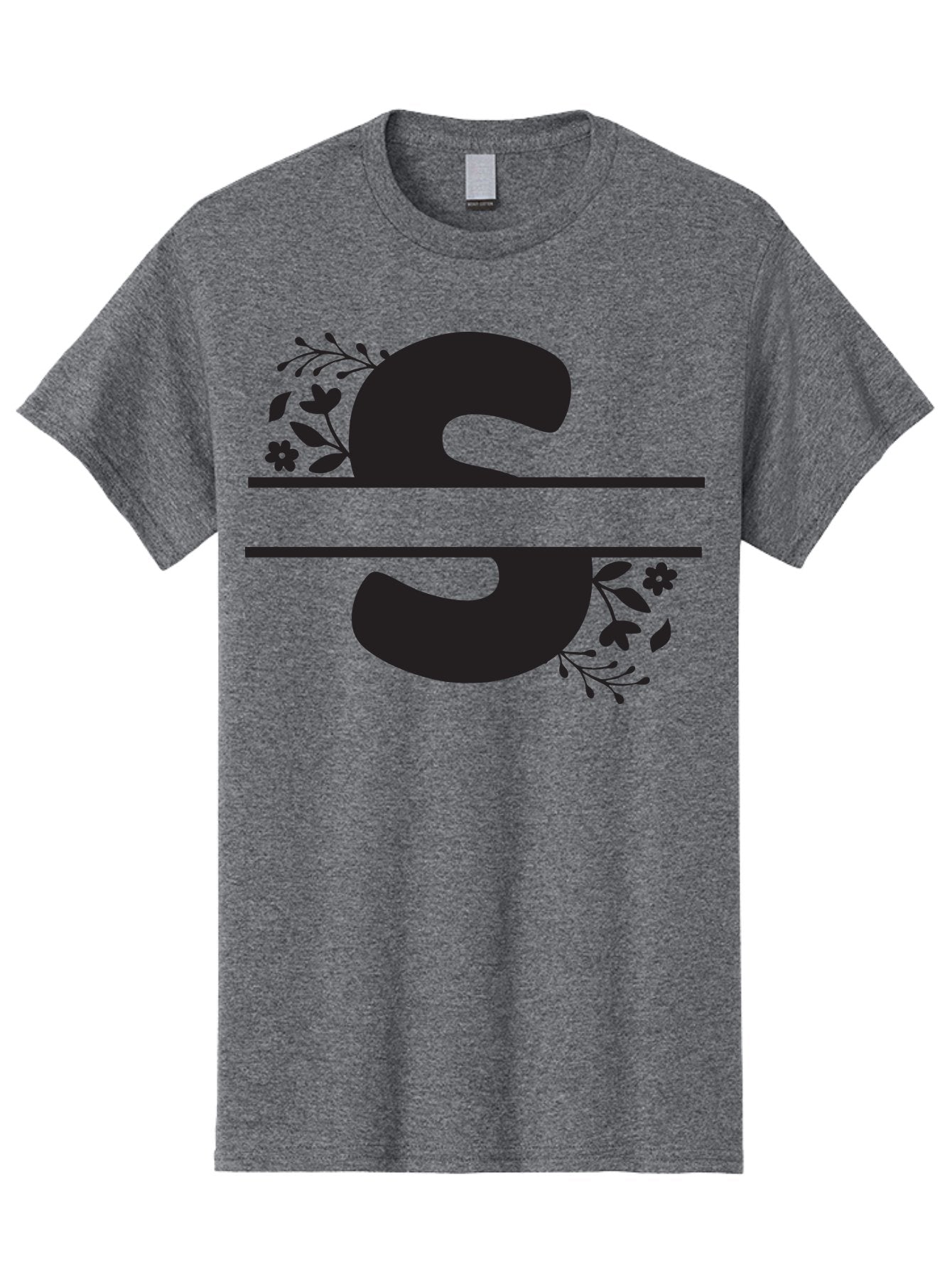 Ss-Floral-Design Men'S Graphic Tee, 100% Cotton, Comfortable Casual Summer Wear, Machine Washable, Floral Design, Double S, Black Letters, Leafy Vines, Flowers, Elegant Typography, Decorative Elements, S Lettering Aad194 11