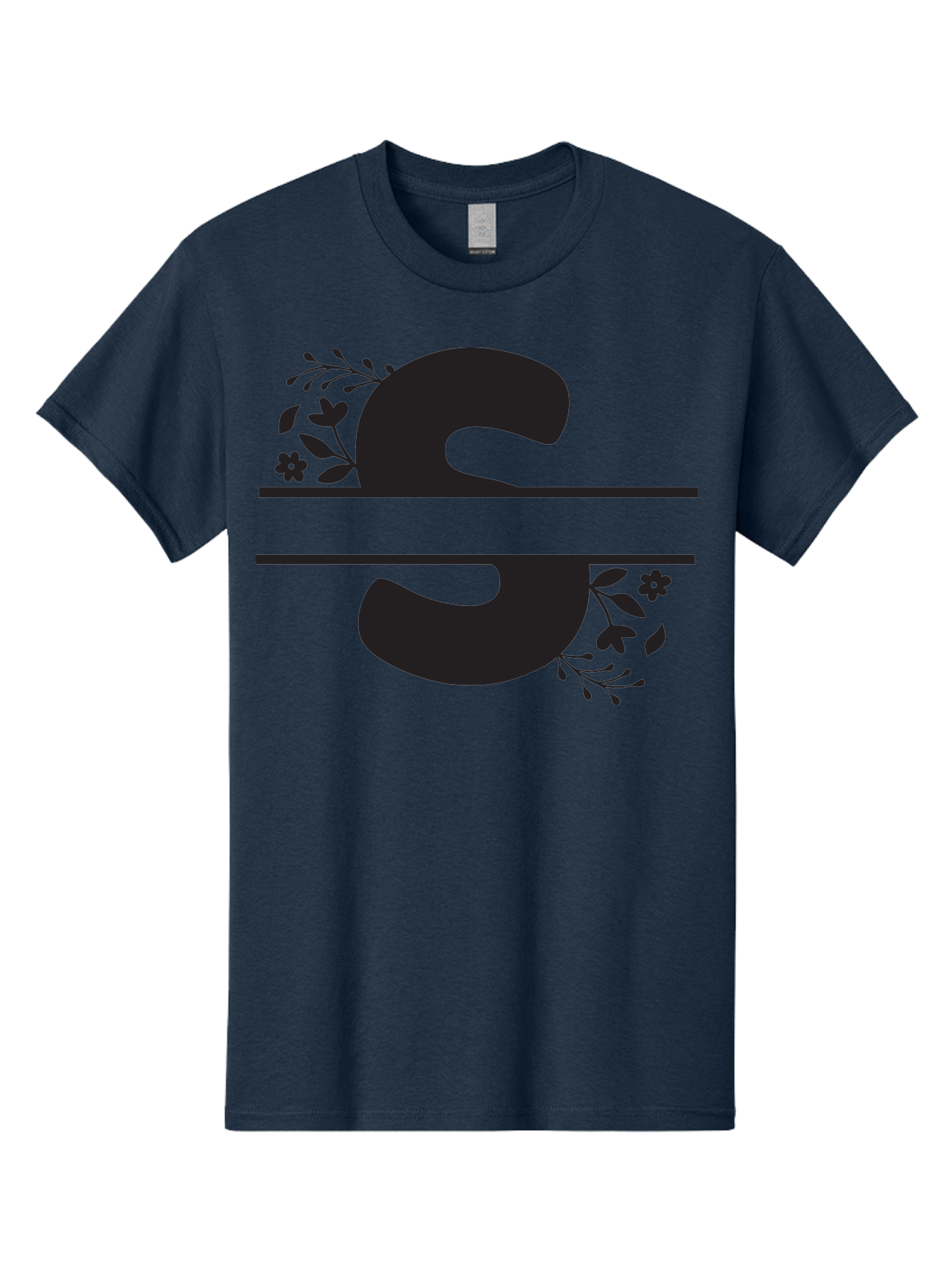 Ss-Floral-Design Men'S Graphic Tee, 100% Cotton, Comfortable Casual Summer Wear, Machine Washable, Floral Design, Double S, Black Letters, Leafy Vines, Flowers, Elegant Typography, Decorative Elements, S Lettering Aad194 15