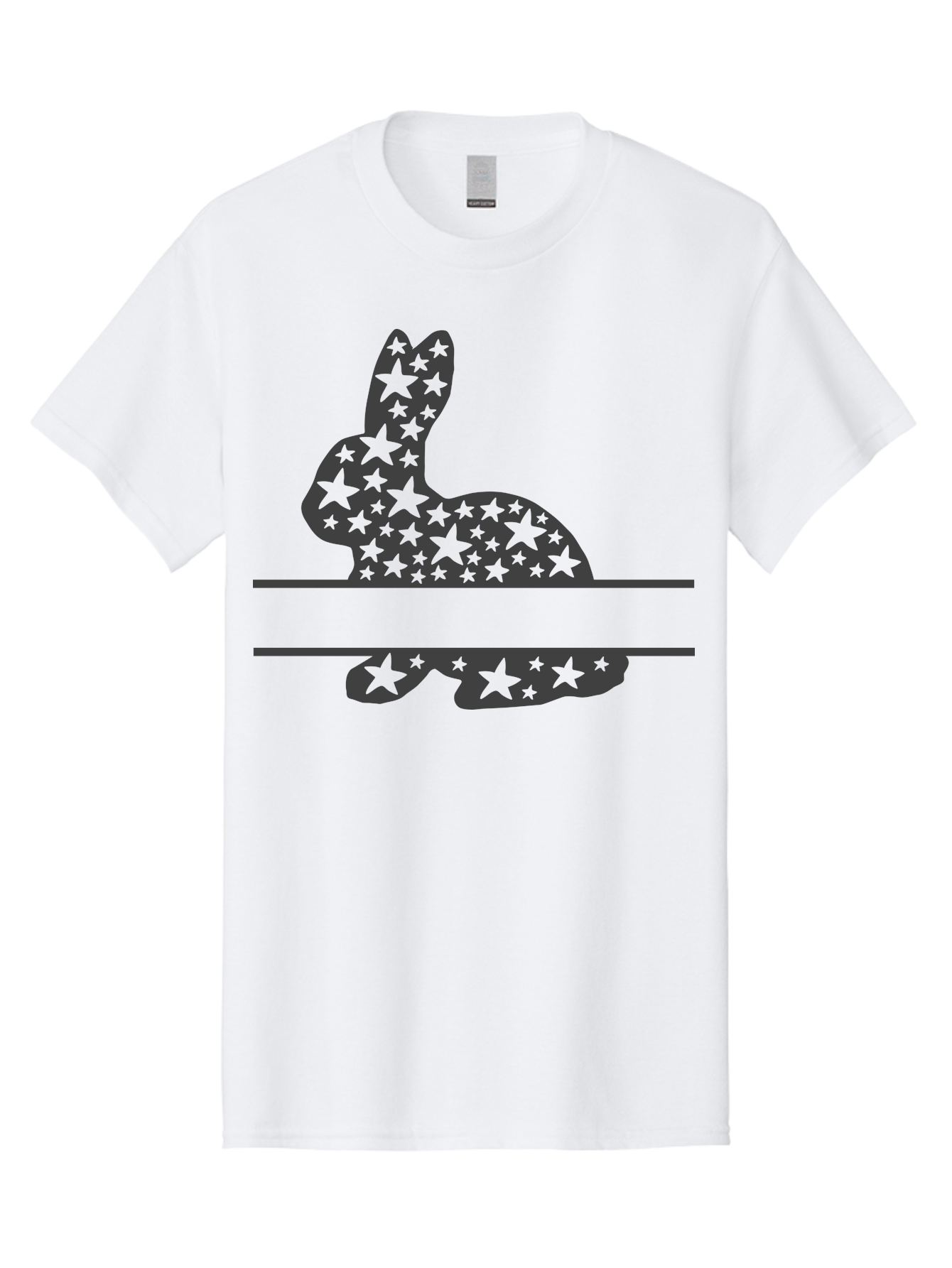 Star-Bunny Men'S Graphic Tee, 100% Cotton, Comfortable Casual Summer Wear, Machine Washable, Rabbit Silhouette, Decorative Stars, Minimalist Design, Modern Art, Artistic Expression, Star Pattern, Cute Rabbit Aad195 7