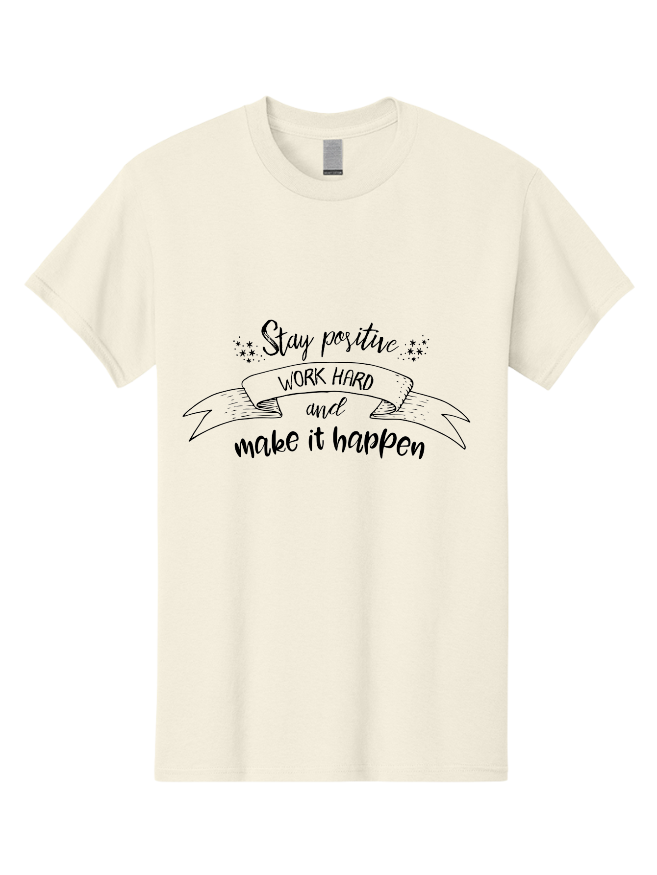 Stay-Positive-Work-Hard Men'S Graphic Tee, 100% Cotton, Comfortable Casual Summer Wear, Machine Washable, Motivational Quote, Inspirational Message, Stay Positive, Work Hard, Make It Happen, Success Mindset, Positive Vibes, Aad201 15