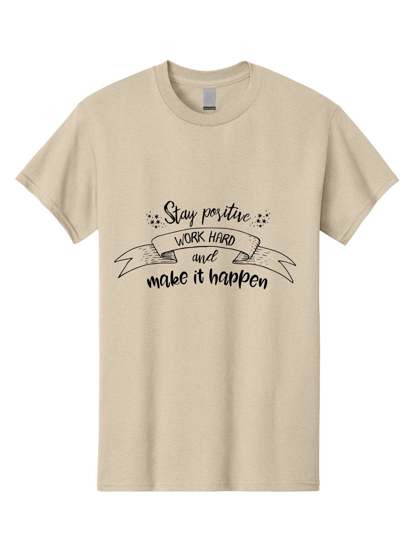 Stay-Positive-Work-Hard Men'S Graphic Tee, 100% Cotton, Comfortable Casual Summer Wear, Machine Washable, Motivational Quote, Inspirational Message, Stay Positive, Work Hard, Make It Happen, Success Mindset, Positive Vibes, Aad201 14