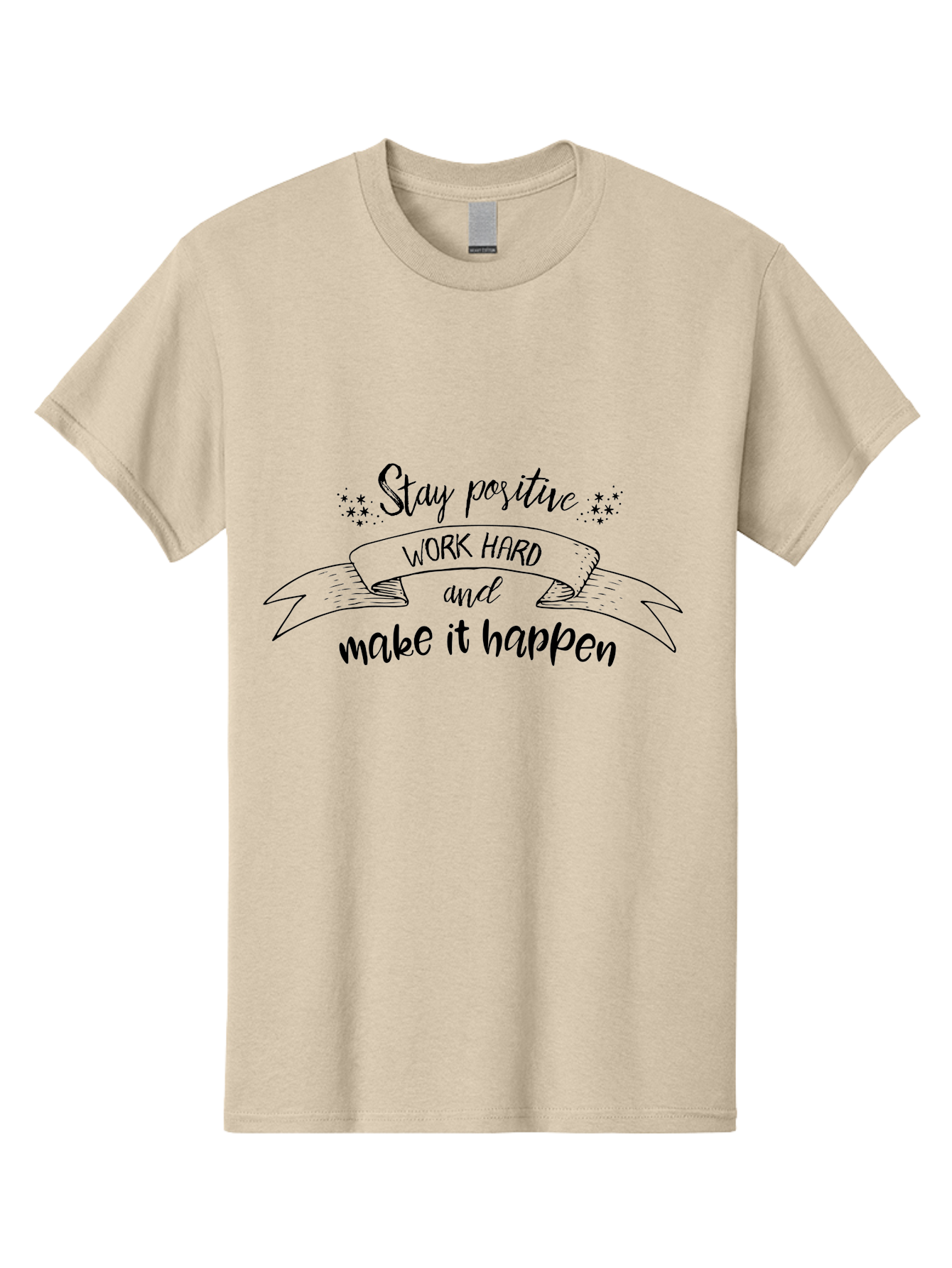 Stay-Positive-Work-Hard Men'S Graphic Tee, 100% Cotton, Comfortable Casual Summer Wear, Machine Washable, Motivational Quote, Inspirational Message, Stay Positive, Work Hard, Make It Happen, Success Mindset, Positive Vibes, Aad201 3