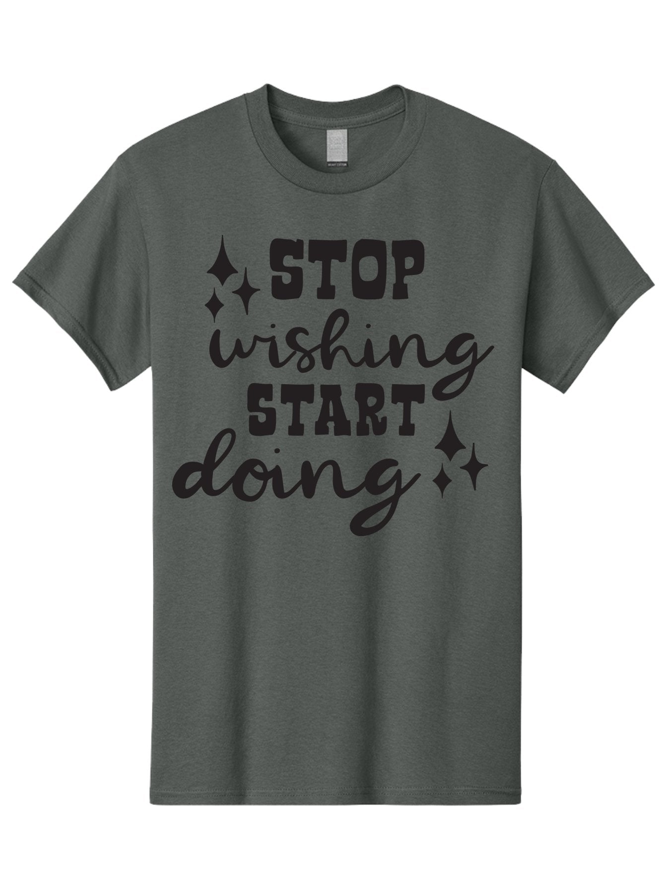 Stop-Wishing-Start-Doing Men'S Graphic Tee, 100% Cotton, Comfortable Casual Summer Wear, Machine Washable, Motivational Quote, Inspiration, Stop Wishing Start Doing, Goal Setting, Productivity Tips, Success Mindset, Positive Affirmation, Aad202 13