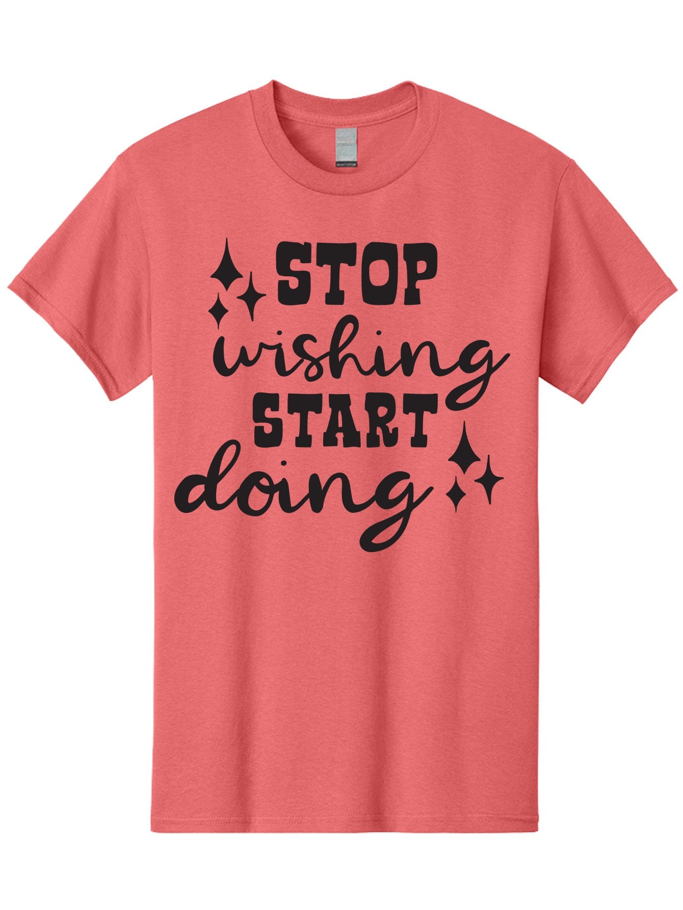 Stop-Wishing-Start-Doing Men'S Graphic Tee, 100% Cotton, Comfortable Casual Summer Wear, Machine Washable, Motivational Quote, Inspiration, Stop Wishing Start Doing, Goal Setting, Productivity Tips, Success Mindset, Positive Affirmation, Aad202