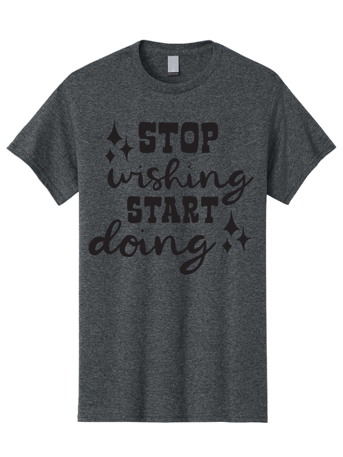 Stop-Wishing-Start-Doing Men'S Graphic Tee, 100% Cotton, Comfortable Casual Summer Wear, Machine Washable, Motivational Quote, Inspiration, Stop Wishing Start Doing, Goal Setting, Productivity Tips, Success Mindset, Positive Affirmation, Aad202 4