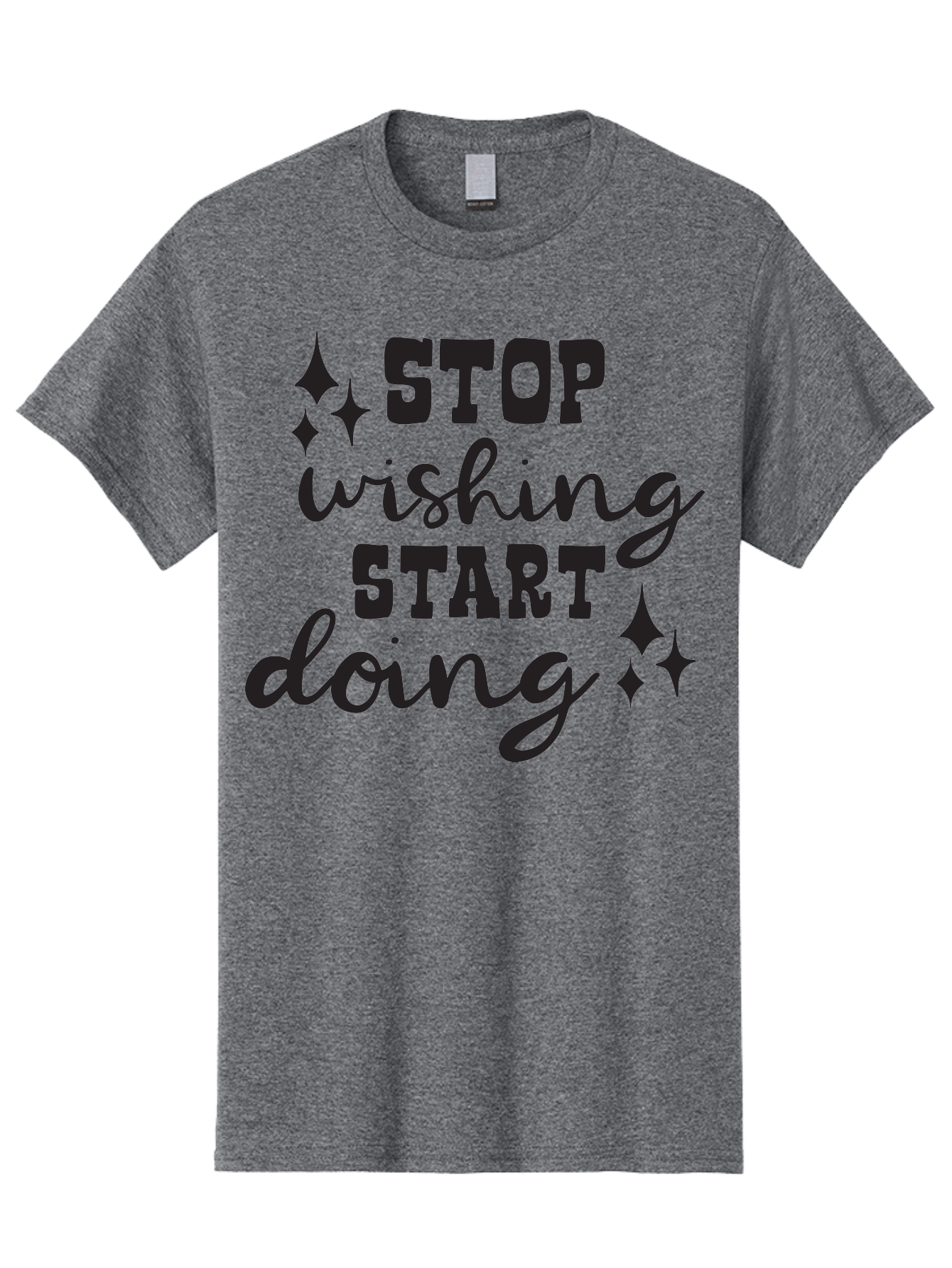 Stop-Wishing-Start-Doing Men'S Graphic Tee, 100% Cotton, Comfortable Casual Summer Wear, Machine Washable, Motivational Quote, Inspiration, Stop Wishing Start Doing, Goal Setting, Productivity Tips, Success Mindset, Positive Affirmation, Aad202 17