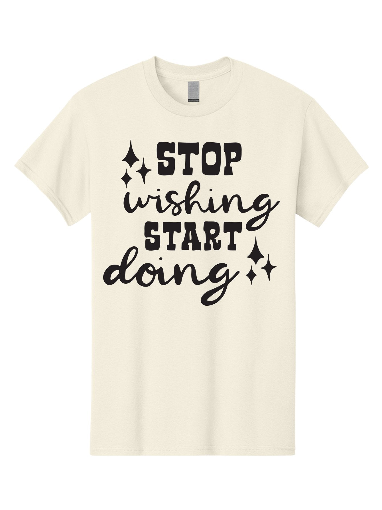 Stop-Wishing-Start-Doing Men'S Graphic Tee, 100% Cotton, Comfortable Casual Summer Wear, Machine Washable, Motivational Quote, Inspiration, Stop Wishing Start Doing, Goal Setting, Productivity Tips, Success Mindset, Positive Affirmation, Aad202 12