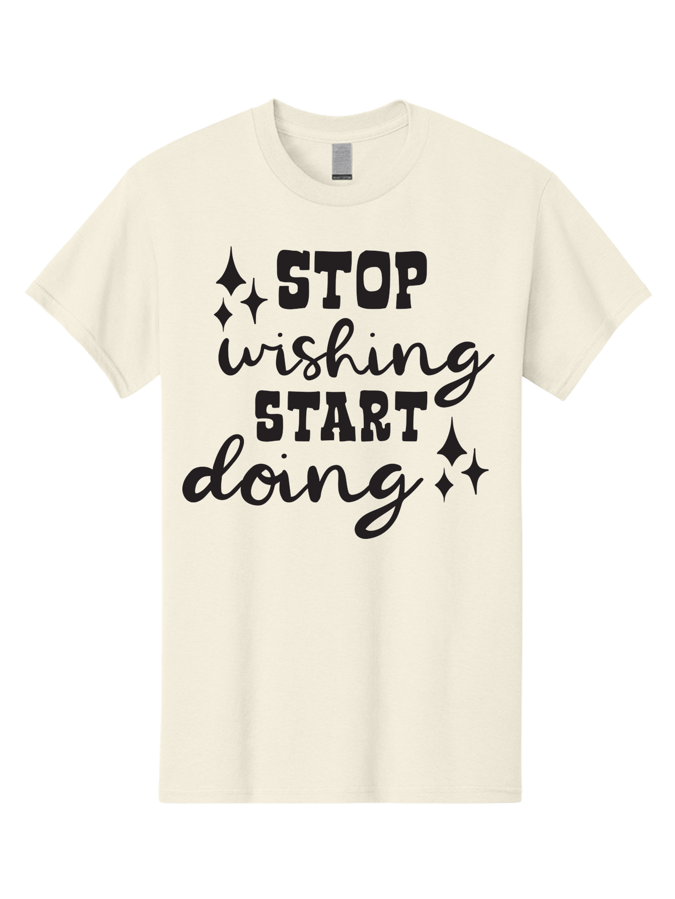 Stop-Wishing-Start-Doing Men'S Graphic Tee, 100% Cotton, Comfortable Casual Summer Wear, Machine Washable, Motivational Quote, Inspiration, Stop Wishing Start Doing, Goal Setting, Productivity Tips, Success Mindset, Positive Affirmation, Aad202 5