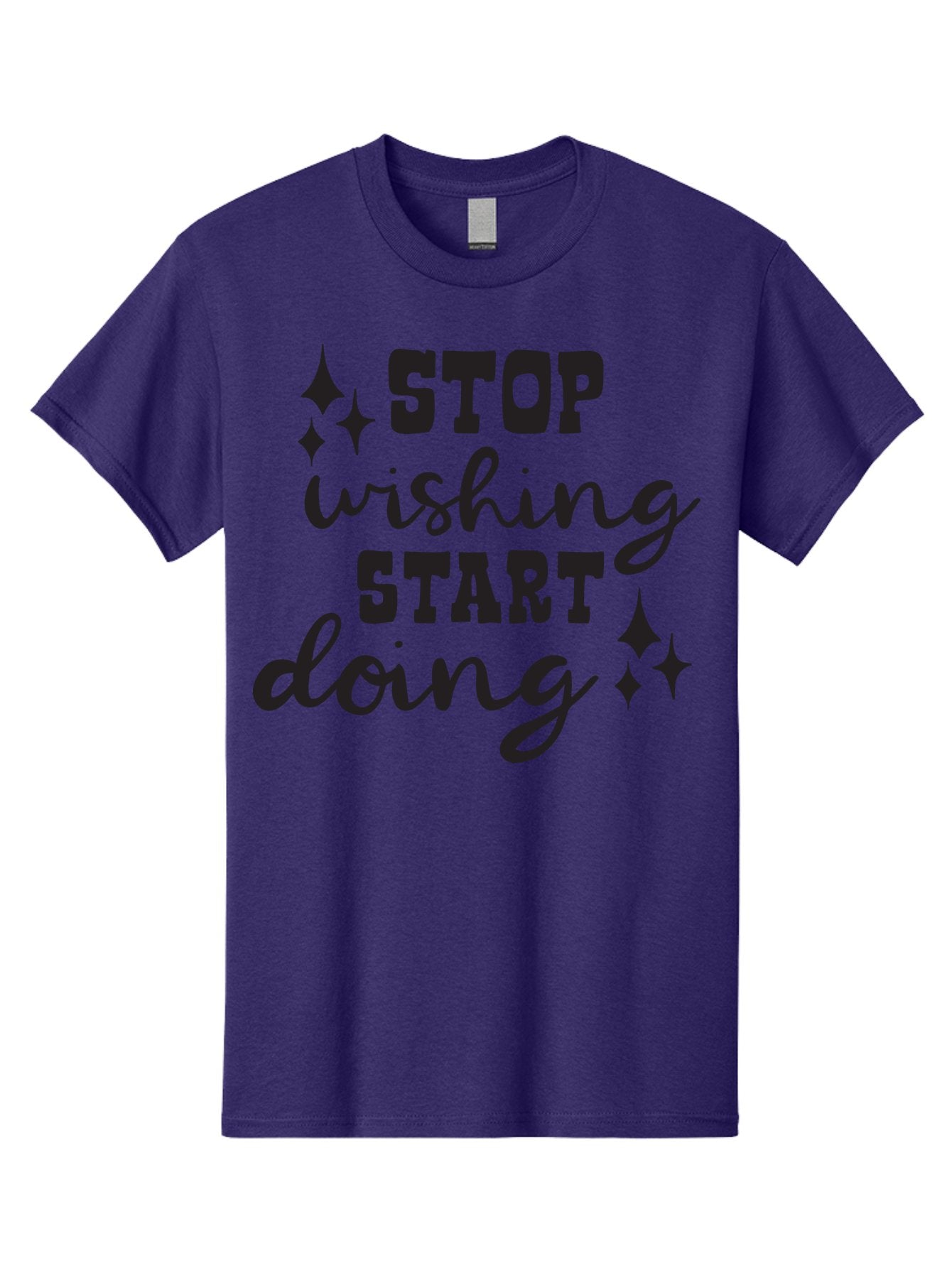 Stop-Wishing-Start-Doing Men'S Graphic Tee, 100% Cotton, Comfortable Casual Summer Wear, Machine Washable, Motivational Quote, Inspiration, Stop Wishing Start Doing, Goal Setting, Productivity Tips, Success Mindset, Positive Affirmation, Aad202 5