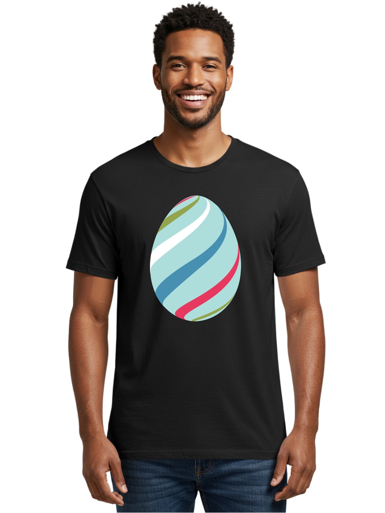 Striped-Easter-Egg Men'S Graphic Tee, 100% Cotton, Comfortable Casual Summer Wear, Machine Washable, Easter Egg Decoration, Colorful Stripes, Spring Theme, Pastel Colors, Festive Design, Easter Celebration, Egg Hunt, Vibrant Colors Aad205 17