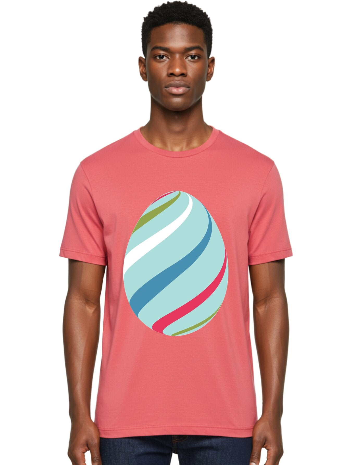 Striped-Easter-Egg Men'S Graphic Tee, 100% Cotton, Comfortable Casual Summer Wear, Machine Washable, Easter Egg Decoration, Colorful Stripes, Spring Theme, Pastel Colors, Festive Design, Easter Celebration, Egg Hunt, Vibrant Colors Aad205 22