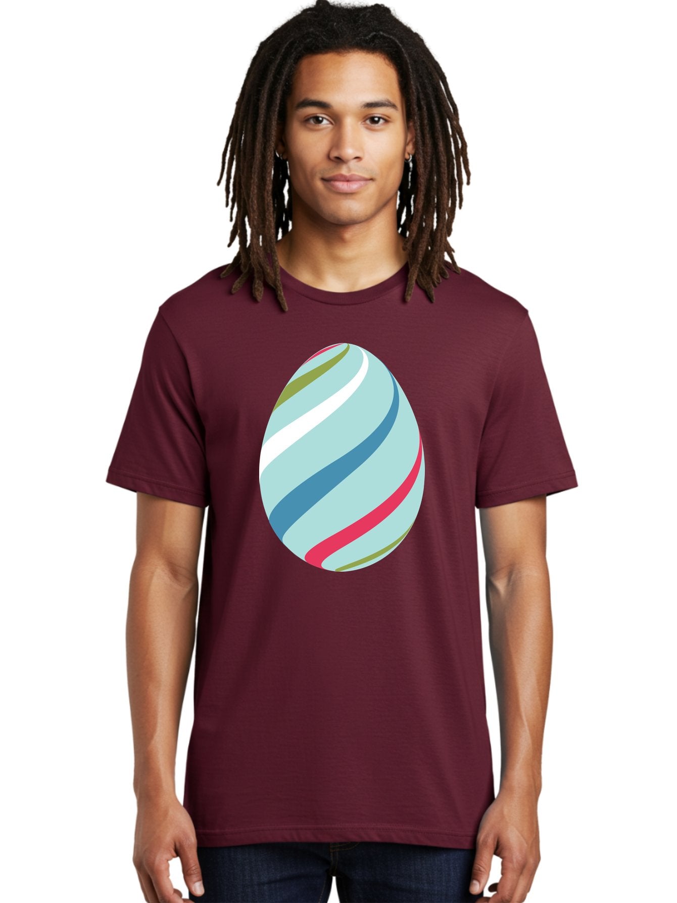 Striped-Easter-Egg Men'S Graphic Tee, 100% Cotton, Comfortable Casual Summer Wear, Machine Washable, Easter Egg Decoration, Colorful Stripes, Spring Theme, Pastel Colors, Festive Design, Easter Celebration, Egg Hunt, Vibrant Colors Aad205 18