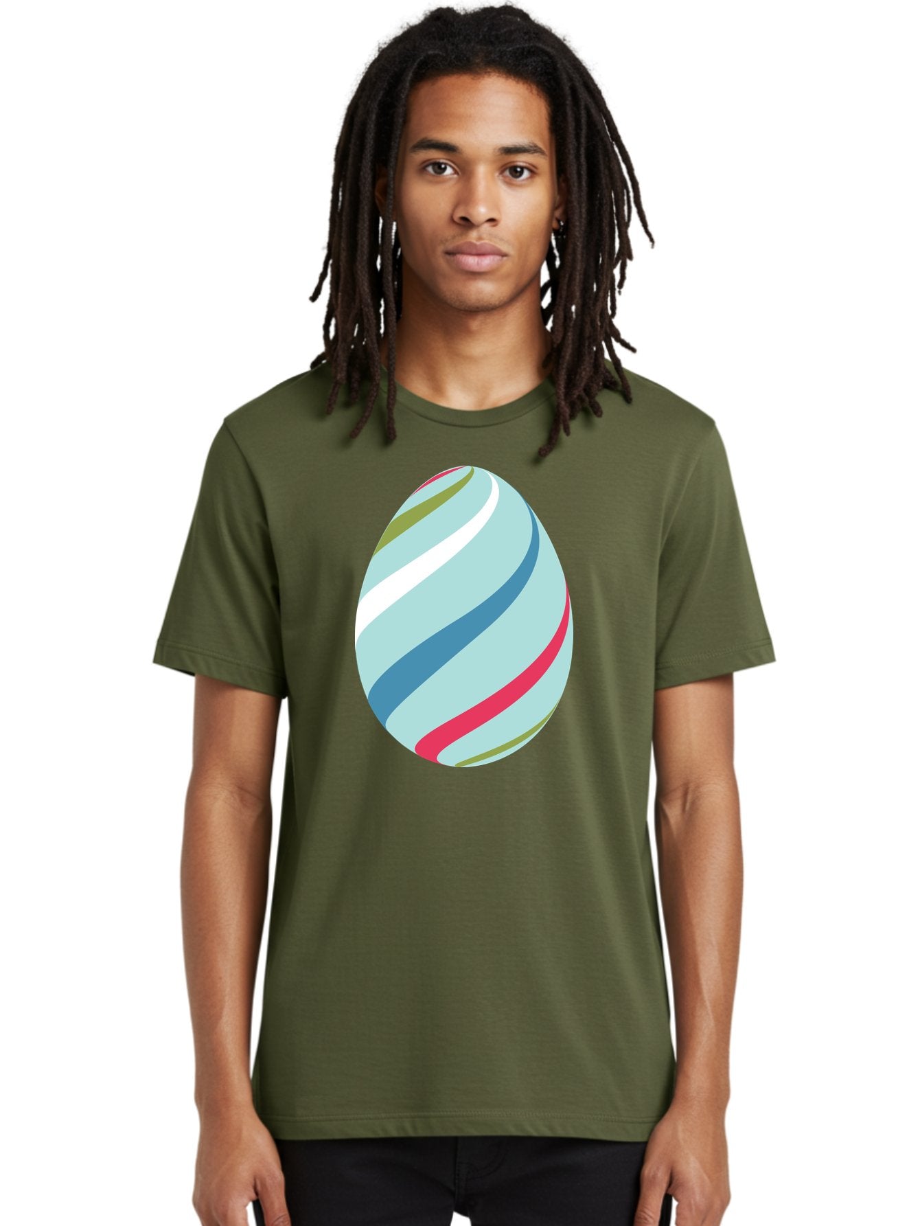 Striped-Easter-Egg Men'S Graphic Tee, 100% Cotton, Comfortable Casual Summer Wear, Machine Washable, Easter Egg Decoration, Colorful Stripes, Spring Theme, Pastel Colors, Festive Design, Easter Celebration, Egg Hunt, Vibrant Colors Aad205 24