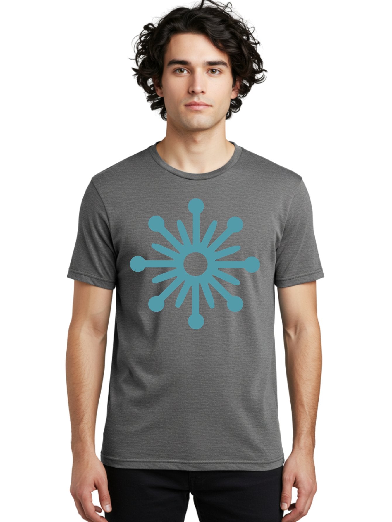 Stylized-Asterisk Men'S Graphic Tee, 100% Cotton, Comfortable Casual Summer Wear, Machine Washable, Stylized Virus Graphic, Abstract Microbiology, Symmetrical Design, Modern Iconography, Simple Shapes, Blue Symbol Aad206 19
