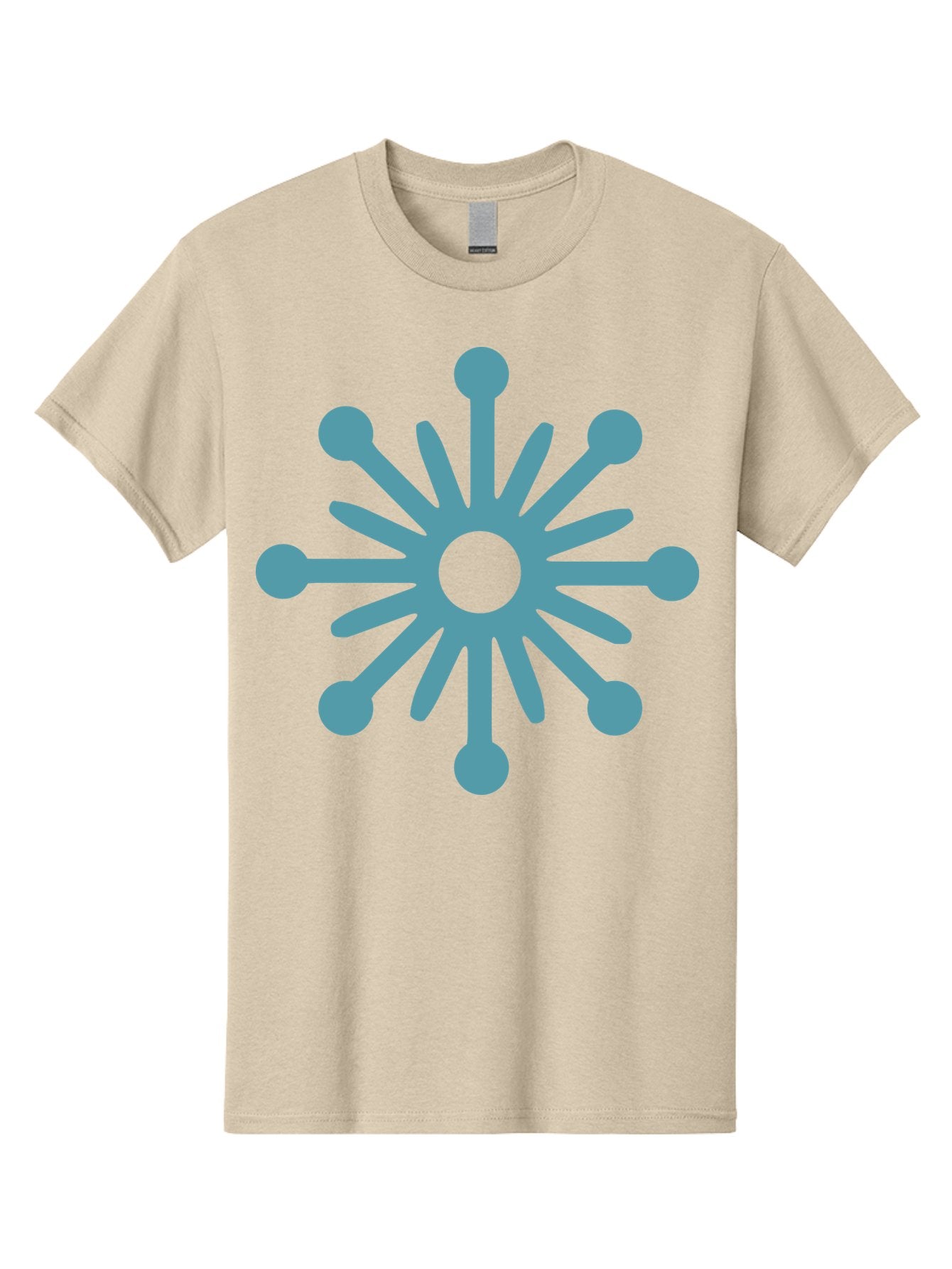 Stylized-Asterisk Men'S Graphic Tee, 100% Cotton, Comfortable Casual Summer Wear, Machine Washable, Stylized Virus Graphic, Abstract Microbiology, Symmetrical Design, Modern Iconography, Simple Shapes, Blue Symbol Aad206 13